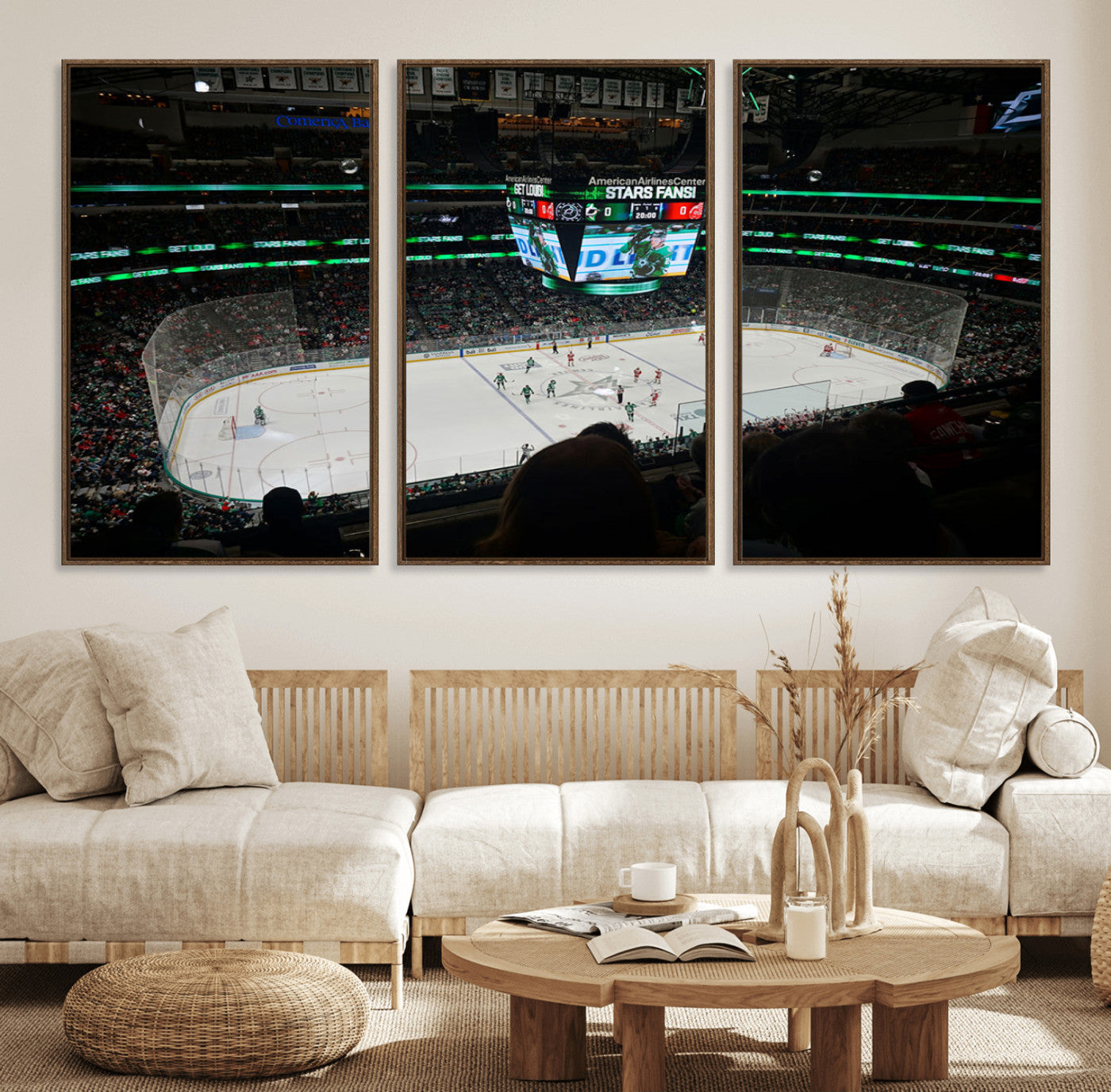 13876-MGV-FC-60X30-3P_Walnut-American Airlines Center Dallas Stars Wall Art Canvas Print - Dallas Hockey Arena Stadium Print