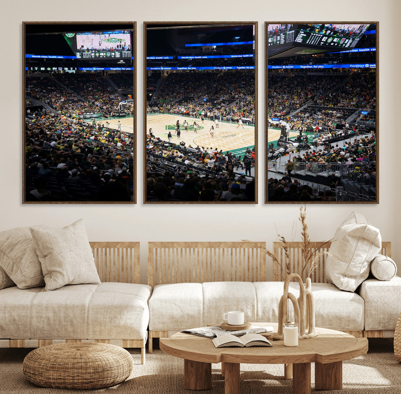 19115-MGV-FC-60X30-3P_Walnut-Climate Pledge Arena | Washington Seattle Kraken Hockey Stadium Wall Art | Canvas Print | Ready to