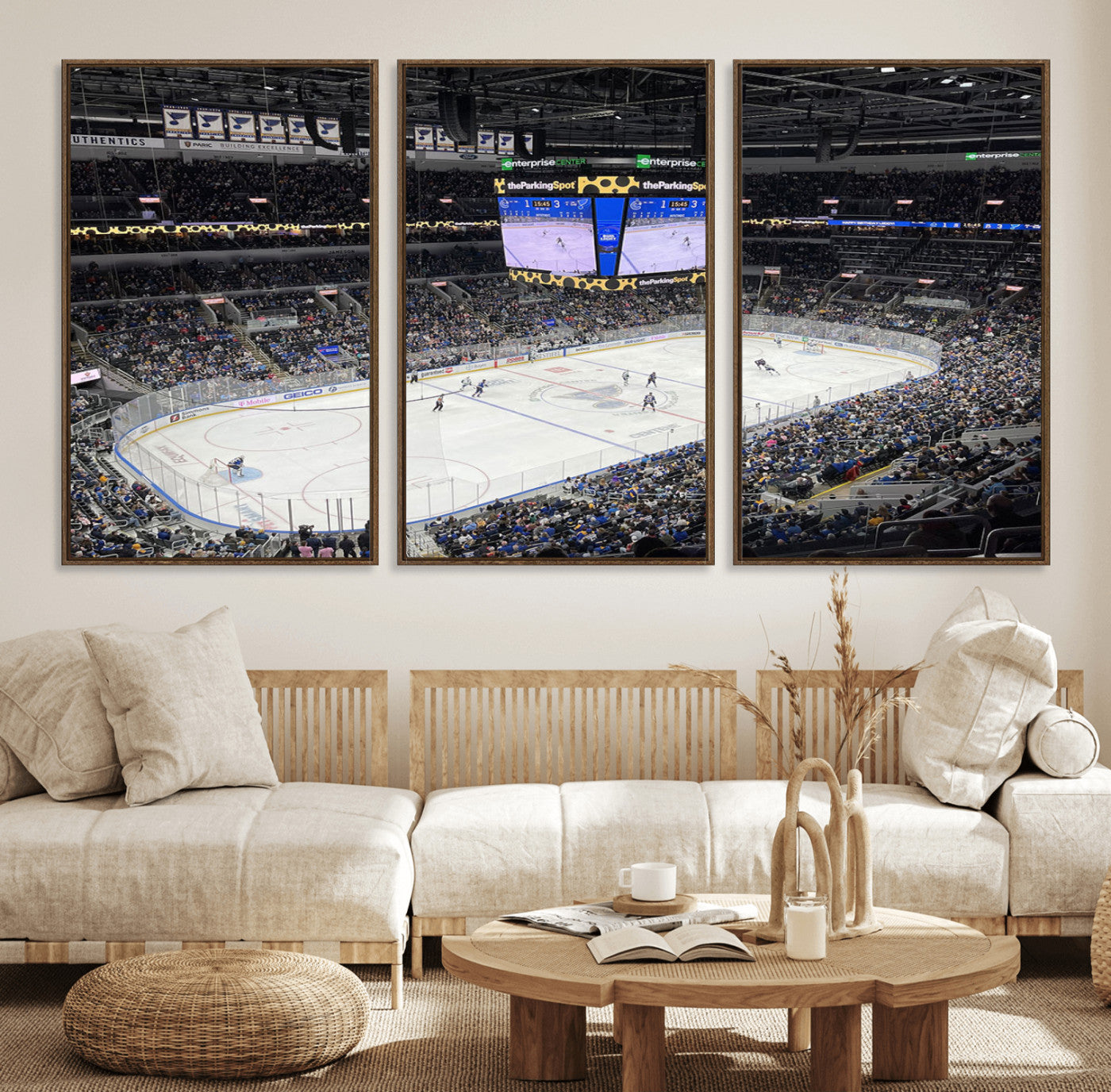 75222-MGV-FC-60X30-3P_Walnut-Enterprise Center Missouri St. Louis Blues Hockey Stadium Wall Art Canvas Print