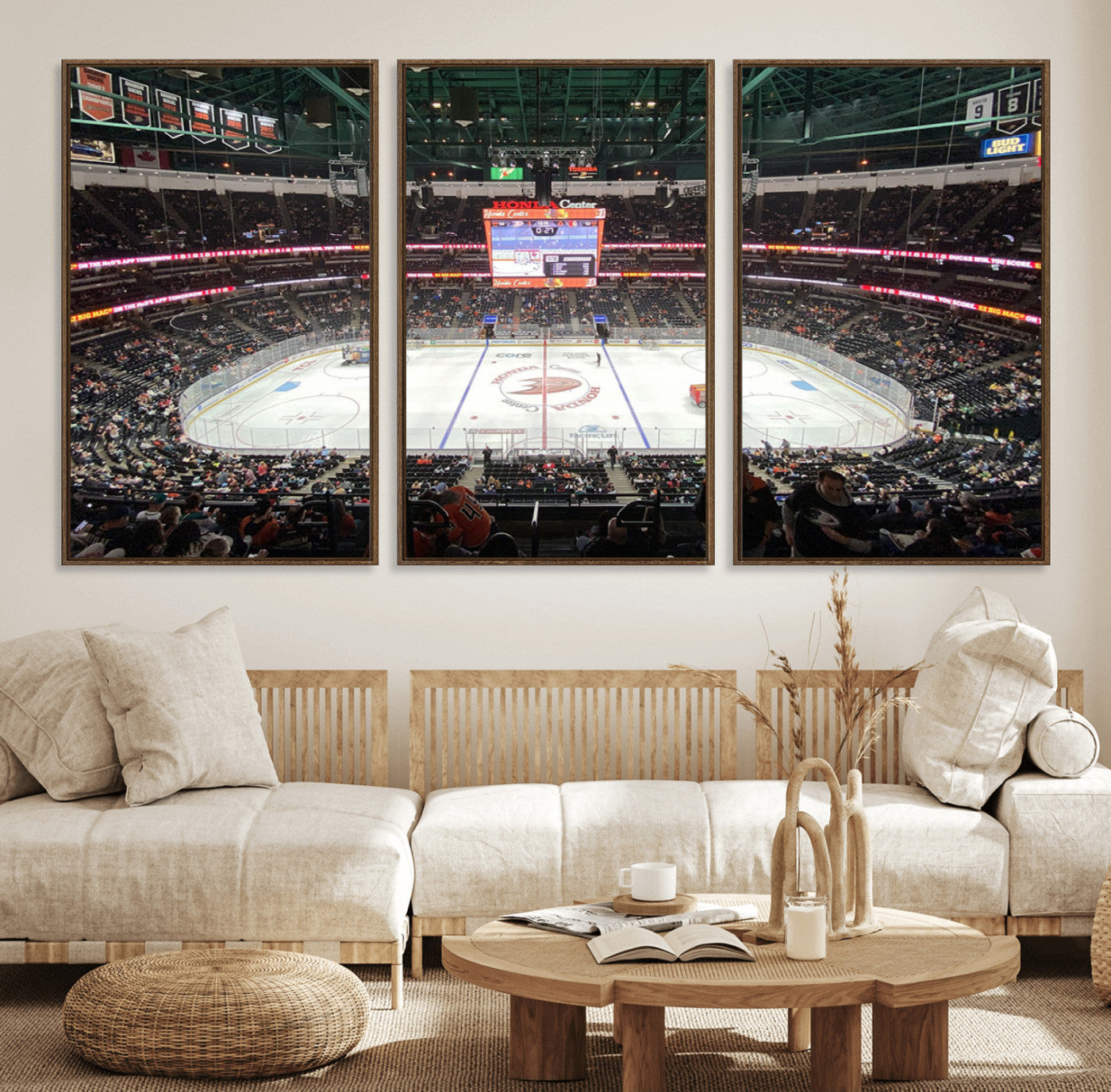 67106-MGV-FC-60X30-3P_Walnut-Honda Center California Anaheim Ducks Ice Hockey Stadium Canvas Print Wall Art