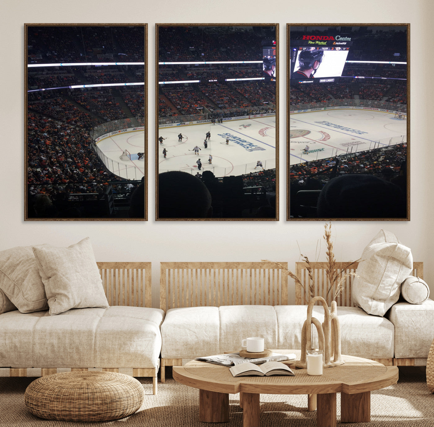 24634-MGV-FC-60X30-3P_Walnut-Honda Center California Anaheim Ducks Hockey Stadium Wall Art, Honda Center California Stadium Wall
