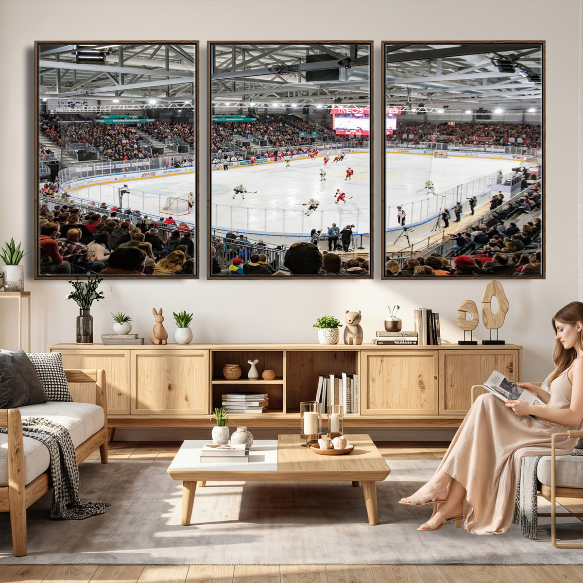 79352-MGV-CV-36X24 - Lausanne Arena Ice Hockey Stadium Wall Art Canvas Print