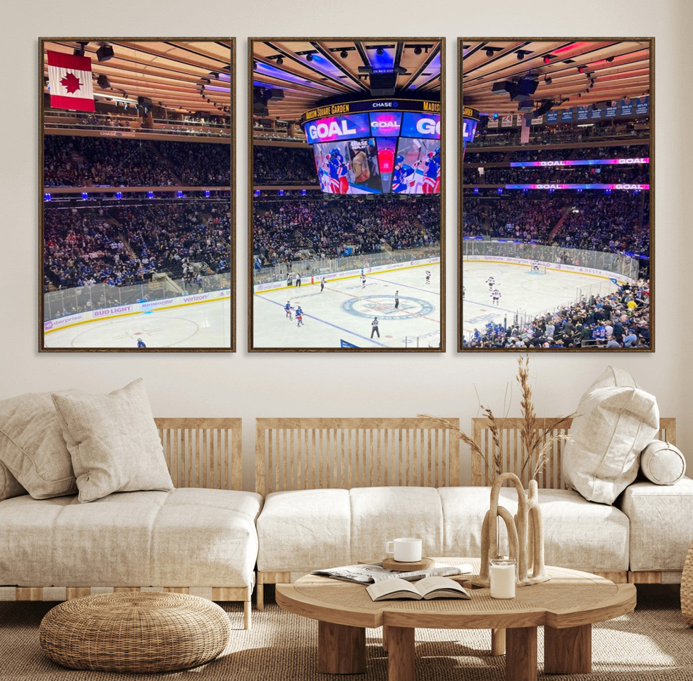 36401-MGV-FC-60X30-3P_Walnut-Madison New York Rangers Hockey Stadium Wall Art Canvas Print