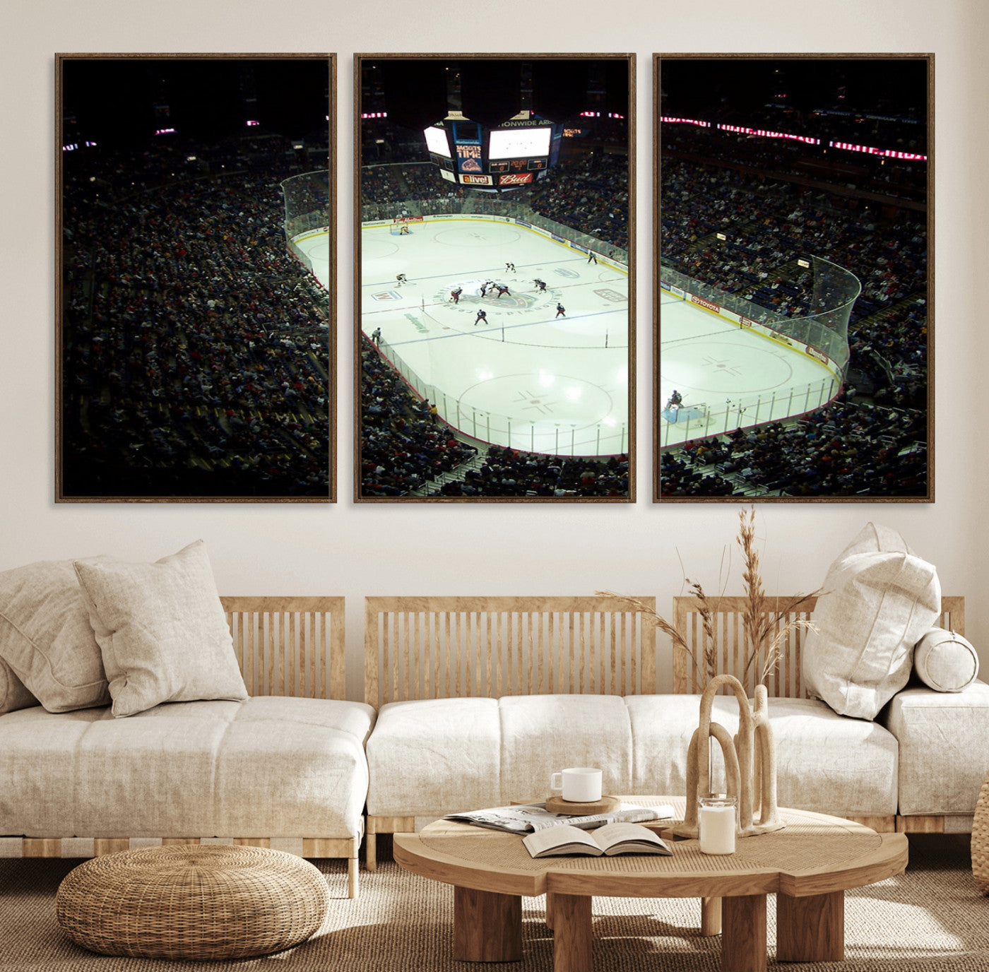 38823-MGV-FC-60X30-3P_Walnut-Nationwide Arena Ohio Columbus Blue Jackets Hockey Stadium Canvas Print Wall Art