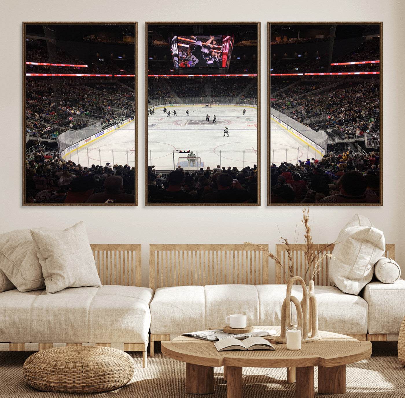 14802-MGV-FC-60X30-3P_Walnut-T Mobile Arena Paradise Nevada Vegas Golden Knights Ice Hockey Stadium Canvas Print Wall Art