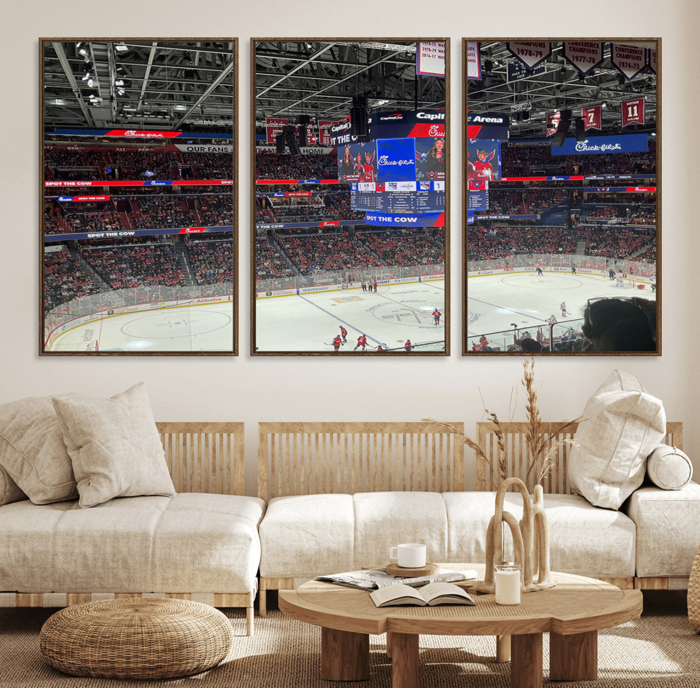 71287-MGV-FC-60X30-3P_Walnut-Washington Capitols New York Rangers Ice Hockey Game Stadium Wall Art Canvas Print