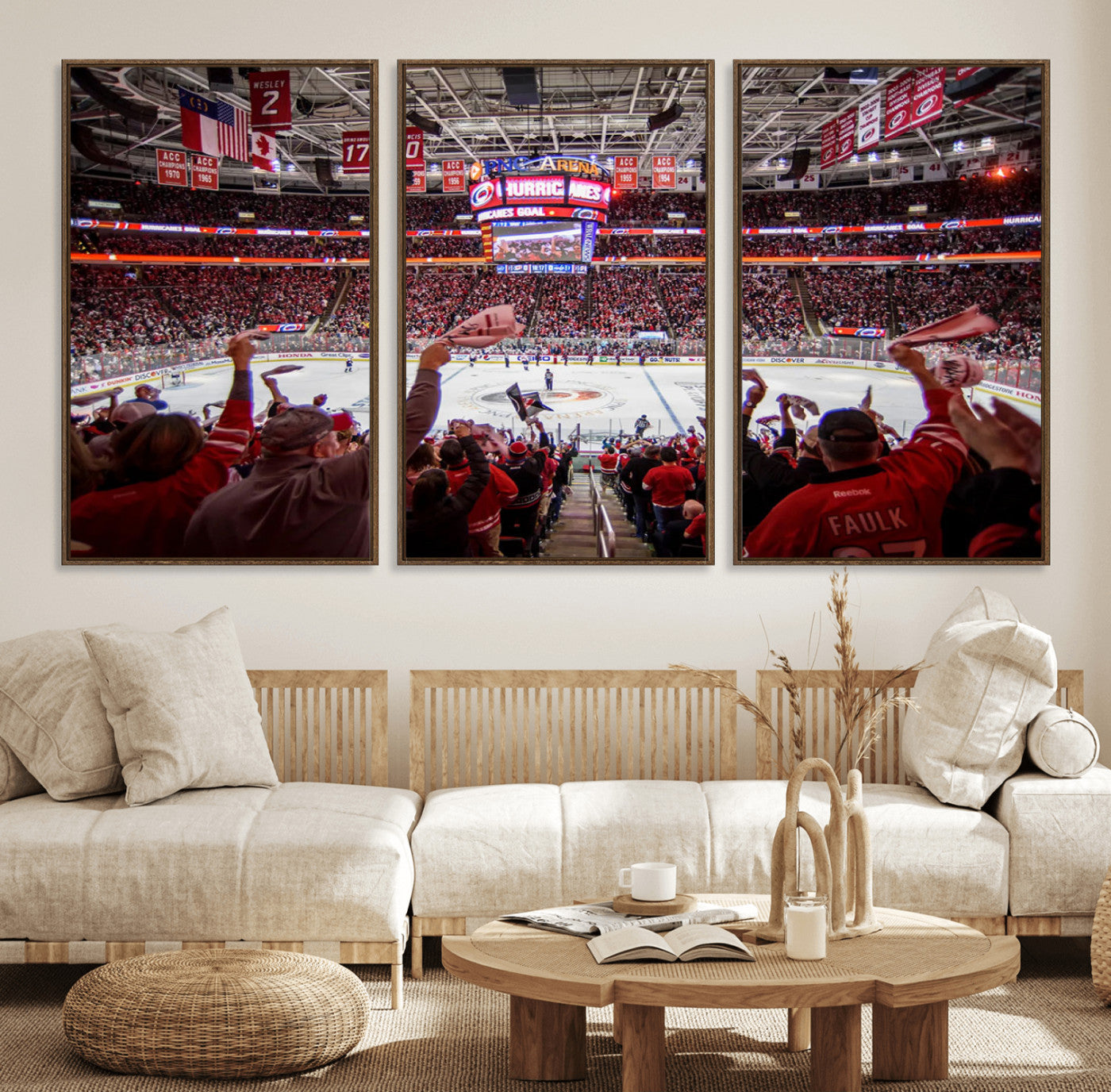 50609-MGV-FC-60X30-3P_Walnut-Carolina Hurricanes Ice Hockey Stadium Wall Art, Carolina Hurricanes Canvas Print