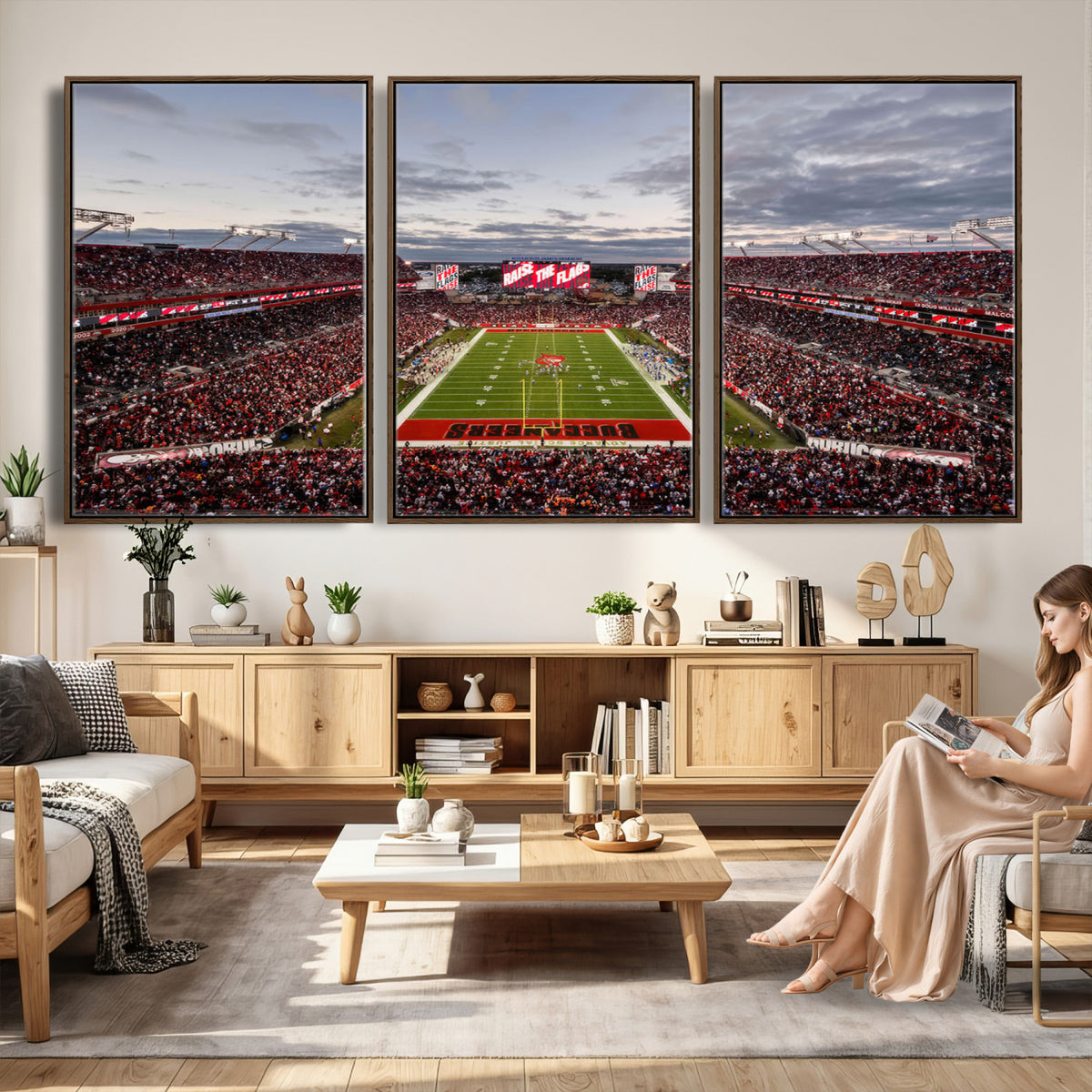 35698-MGV-CV-36X24 - Florida Tampa Raymond James Stadium Wall Art Canvas Print - NFL Football Stadium Print Canvas