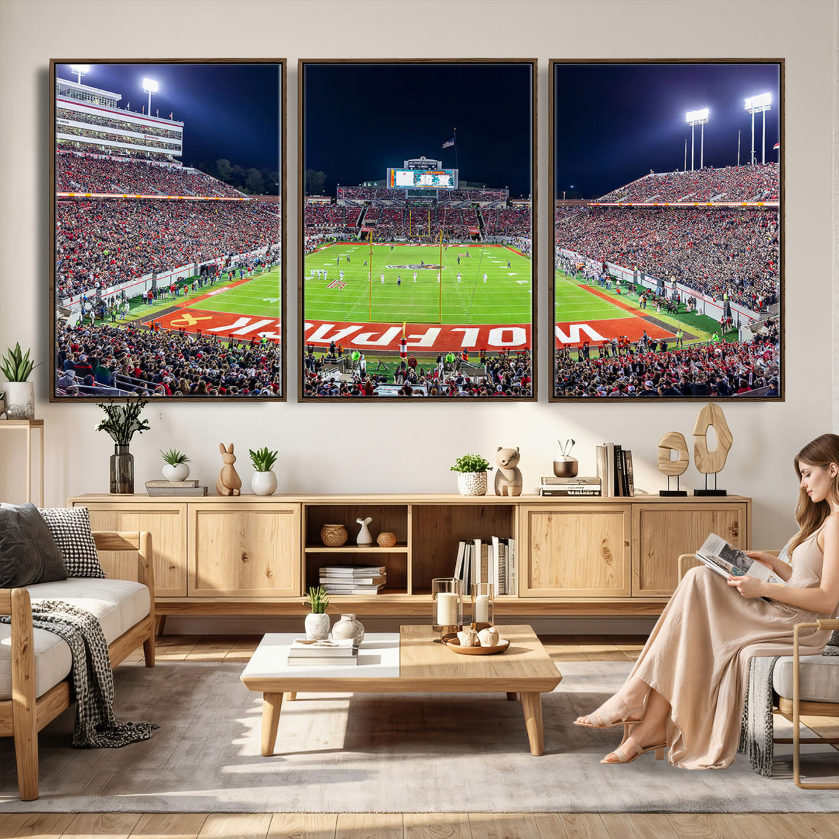 23086-MGV-CV-36X24 - NC State Wolfpack Canvas Print - Raleigh Carter-Finley Stadium Wall Art, Football Team Canvas Print