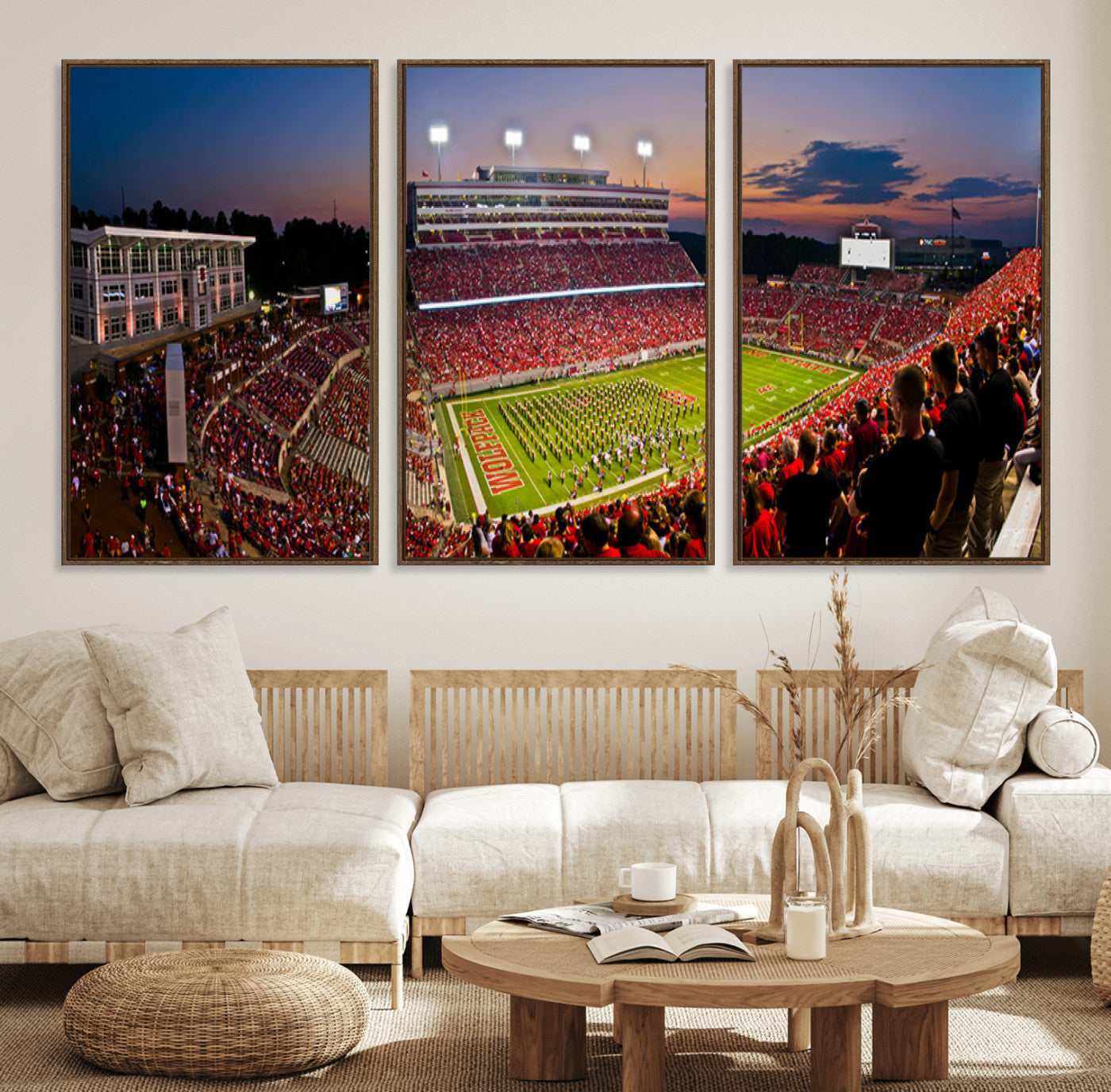 MGV-FC-60X30-3P - NC State Wolfpack Football Team Print - Raleigh Carter-Finley Stadium Wall Art Canvas Print