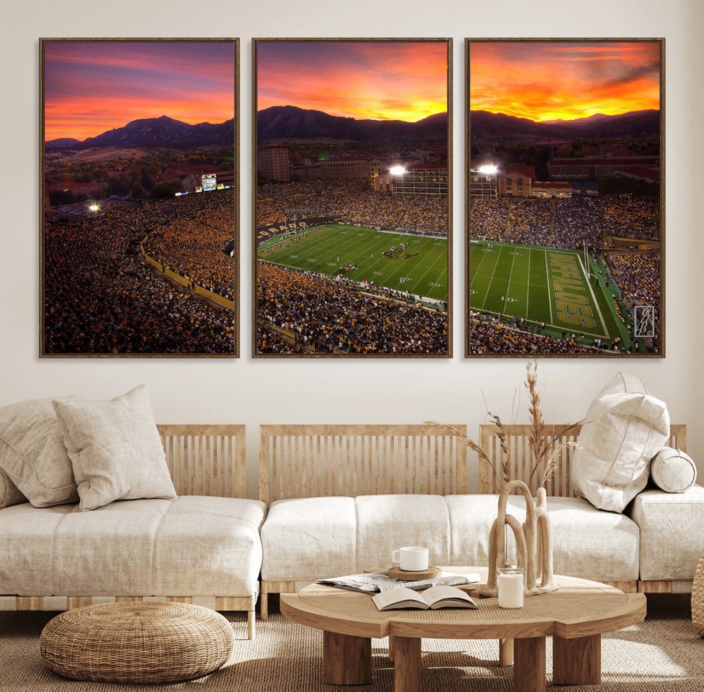 MGV-FC-60X30-3P - Colorado Buffaloes Football Team Print - Boulder Folsom Field Stadium Wall Art Canvas Print