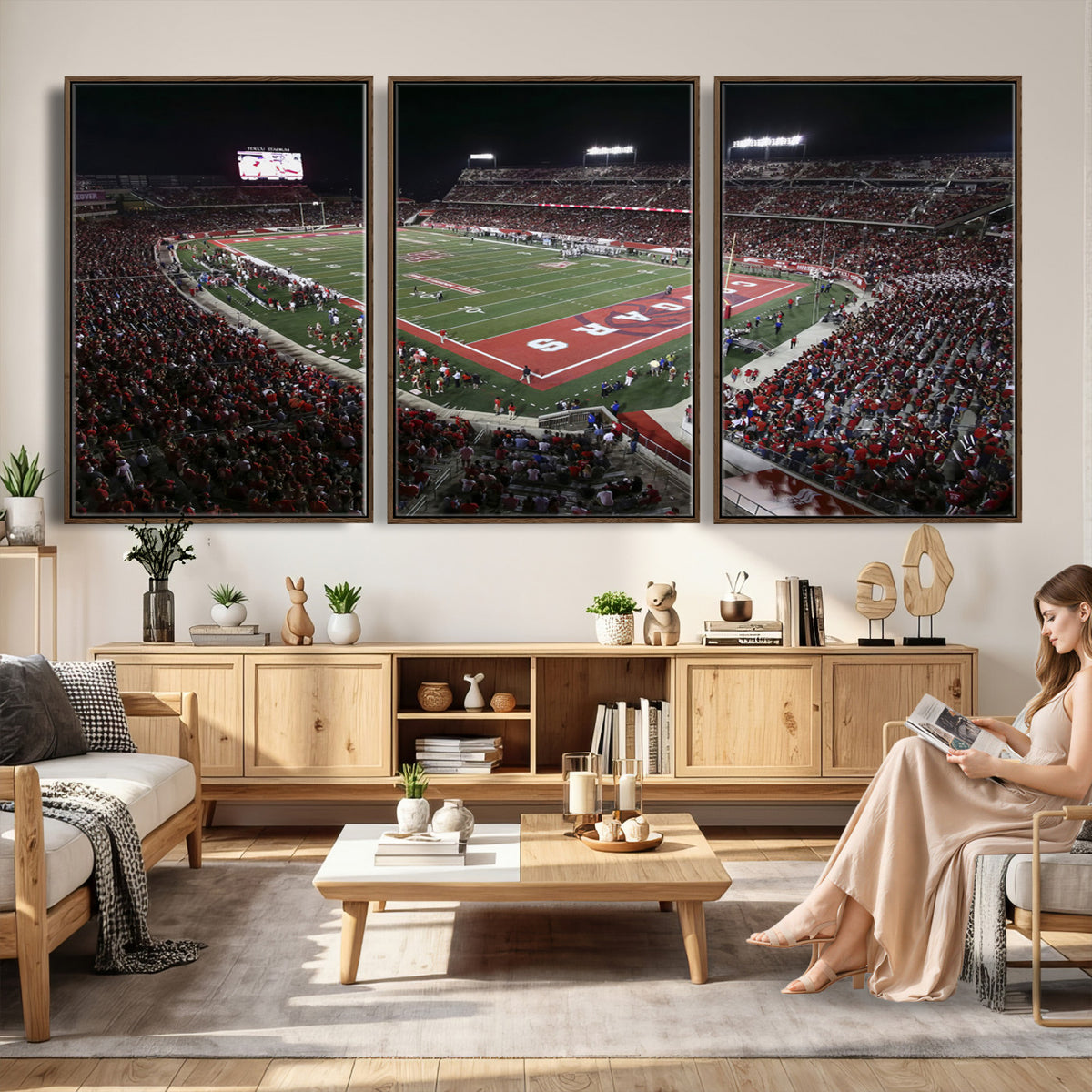 94207-MGV-CV-36X24 - Houston Cougars Football Team Print - Houston TDECU Stadium Wall Art Canvas Print