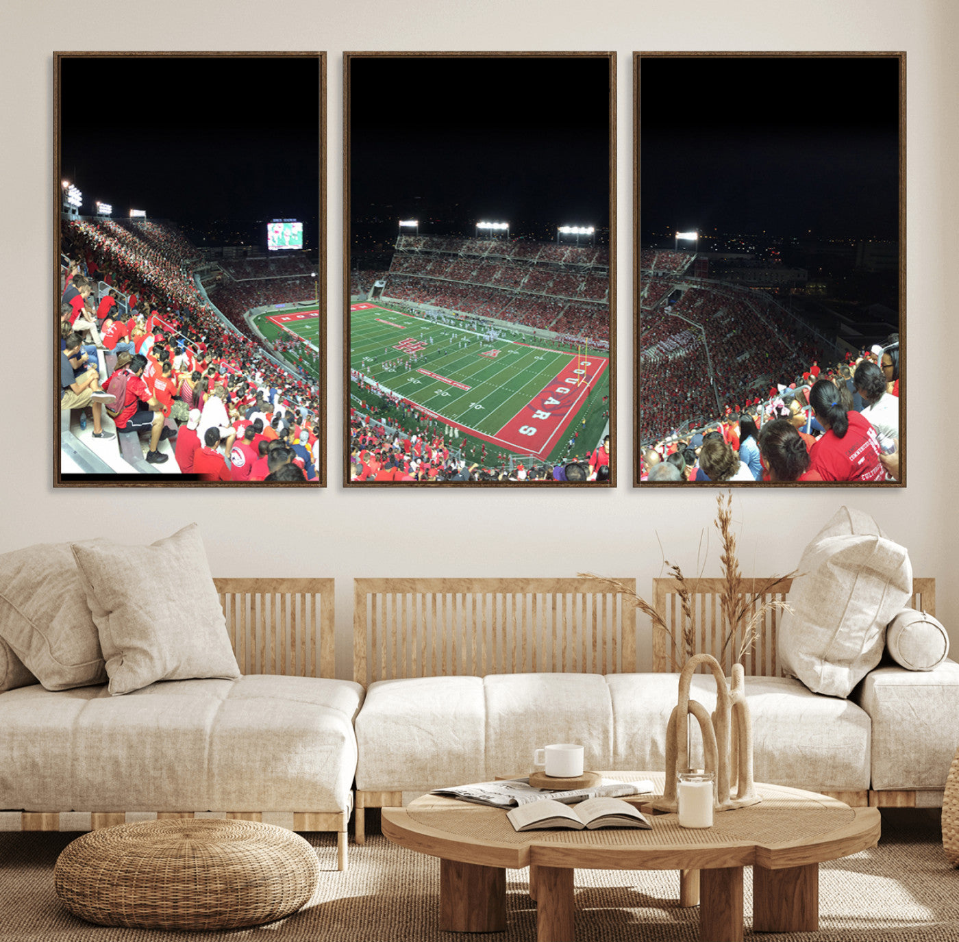 67036-MGV-FC-60X30-3P_Walnut-Houston Cougars Football Team Print - Houston TDECU Stadium Wall Art Canvas Print