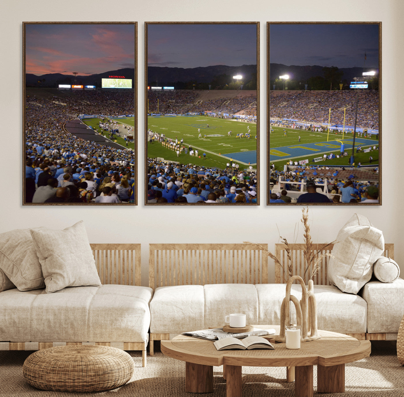 90359-MGV-FC-60X30-3P_Walnut-UCLA Bruins Football Team Print - Pasadena Rose Bowl Stadium Wall Art Canvas Print