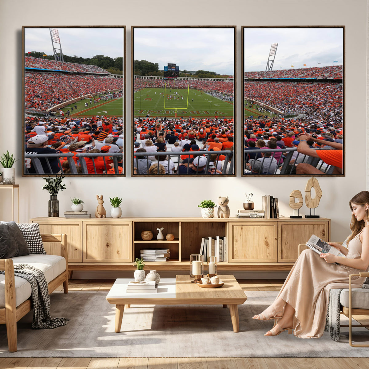 63606-MGV-CV-36X24 - Virginia Cavaliers Football Team Print, Charlottesville, Extra Large Game Room Wall Decor