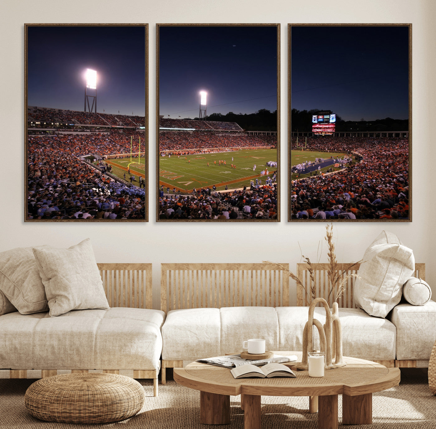 69378-MGV-FC-60X30-3P_Walnut-Virginia Cavaliers Football Team Print - Charlottesville Scott Stadium Canvas Print Wall Art