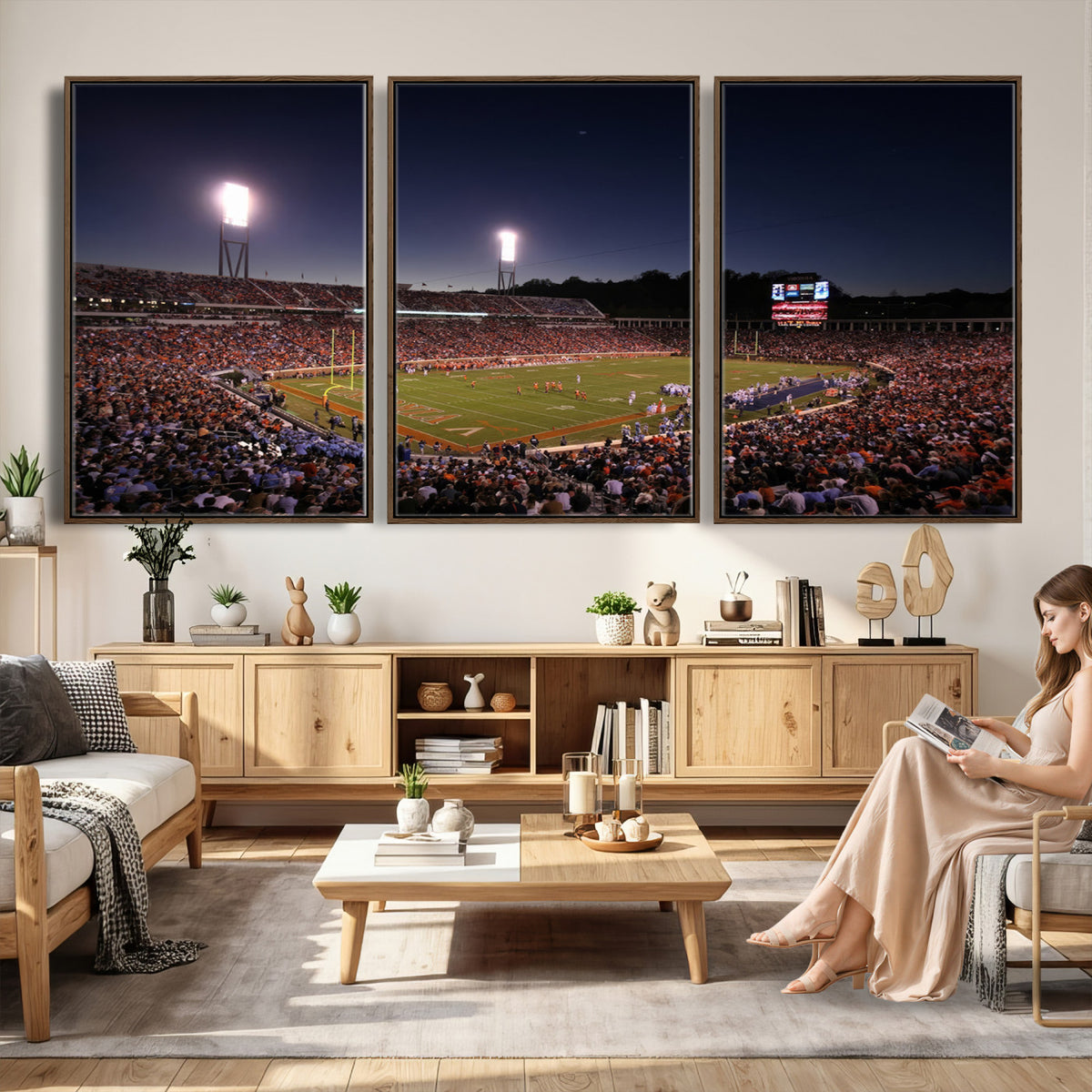 69378-MGV-CV-36X24 - Virginia Cavaliers Football Team Print - Charlottesville Scott Stadium Canvas Print Wall Art