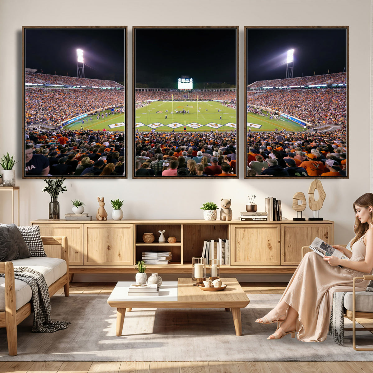 98441-MGV-CV-36X24 - Virginia Cavaliers Football Team Print - Charlottesville Scott Stadium Wall Art Canvas Print