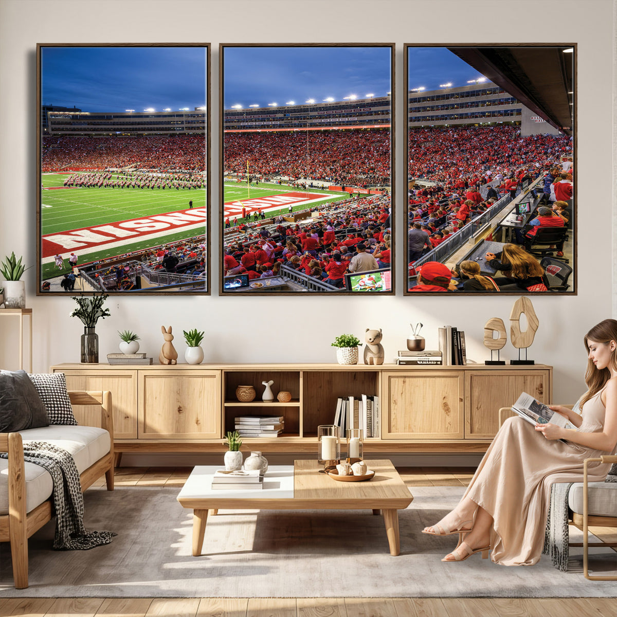 57601-MGV-CV-36X24 - Wisconsin Badgers Football Team Print - Madison Camp Randall Stadium Wall Art, Wisconsin Badgers