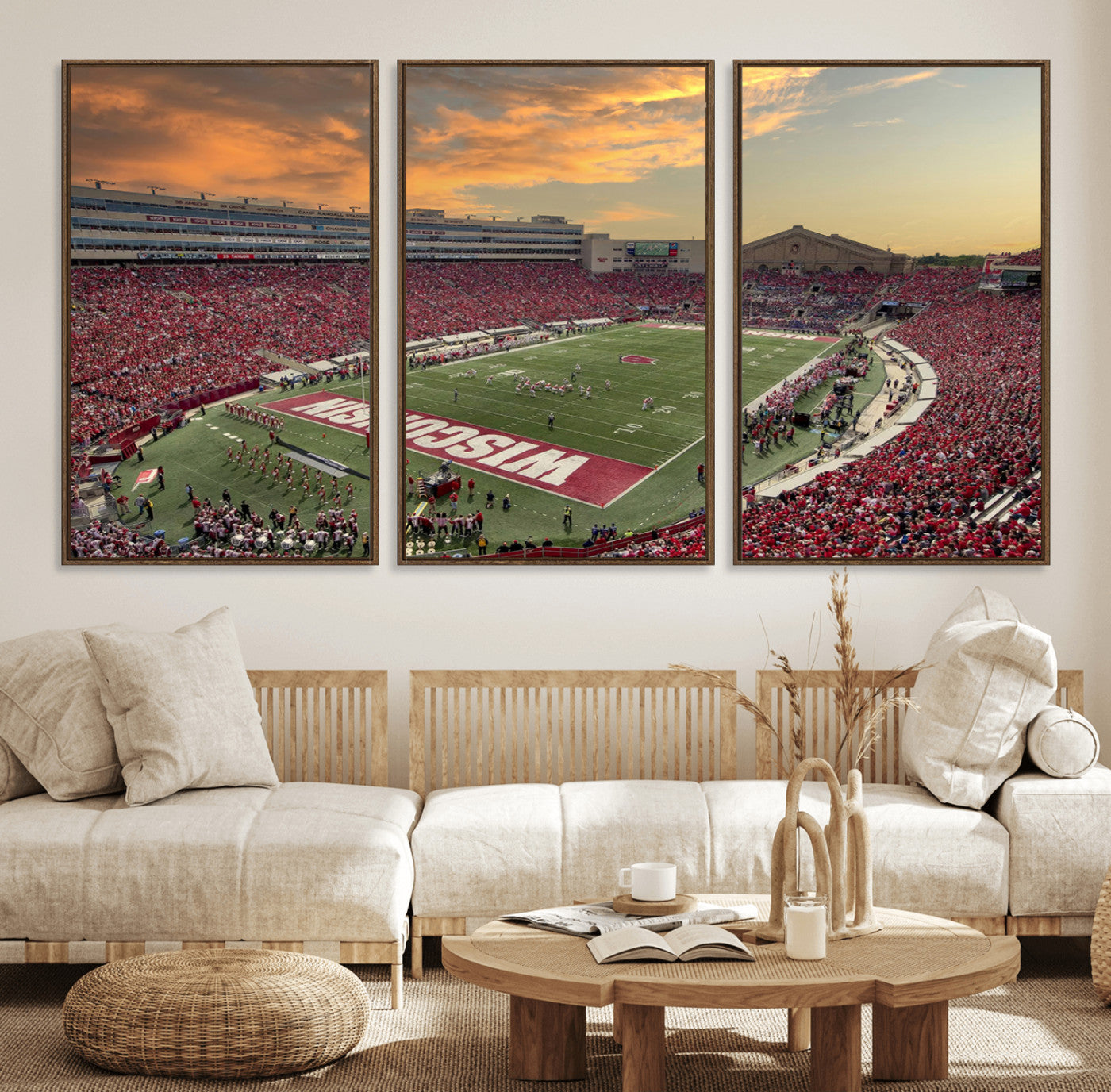 41472-MGV-FC-60X30-3P_Walnut-Camp Randall Stadium Wisconsin Badgers Large Wall Art Canvas Print | College Football Stadium Wall