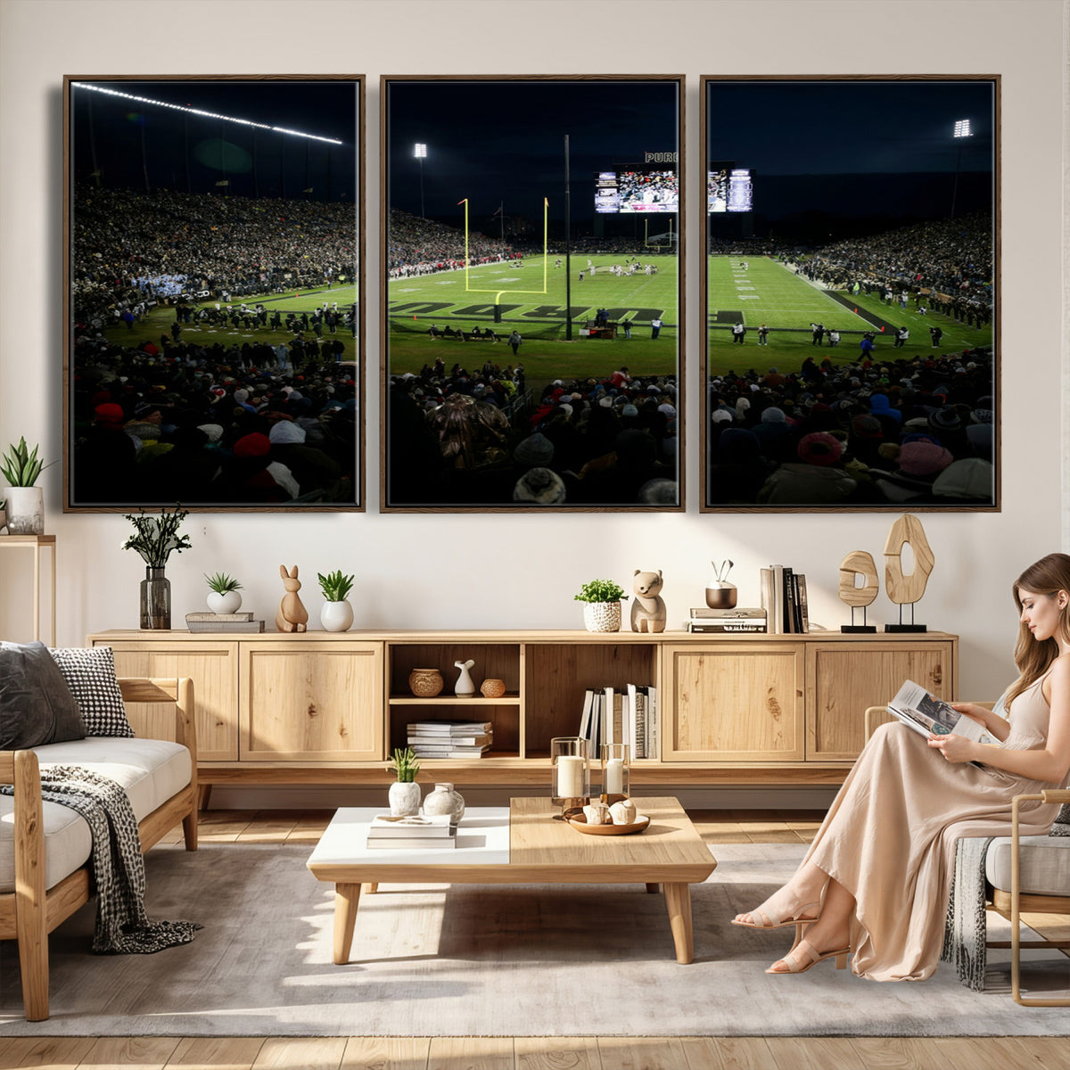 60140-MGV-CV-36X24 - Purdue Boilermakers Football Team Print - West Lafayette Ross–Ade Stadium Wall Art Canvas Print