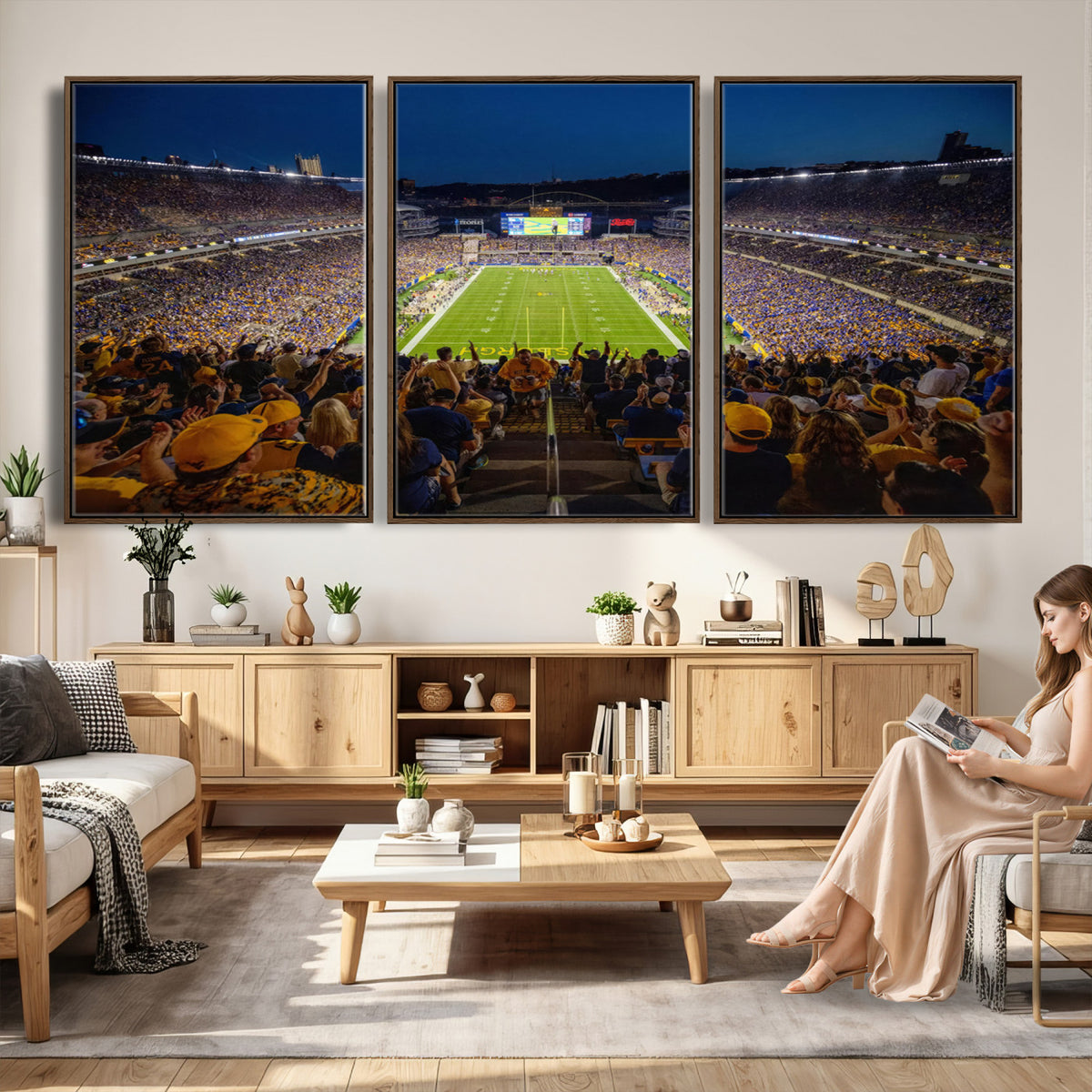 62297-MGV-CV-36X24 - Pittsburgh Panthers Football Team Print - Pittsburgh Acrisure Stadium Wall Art Canvas Print