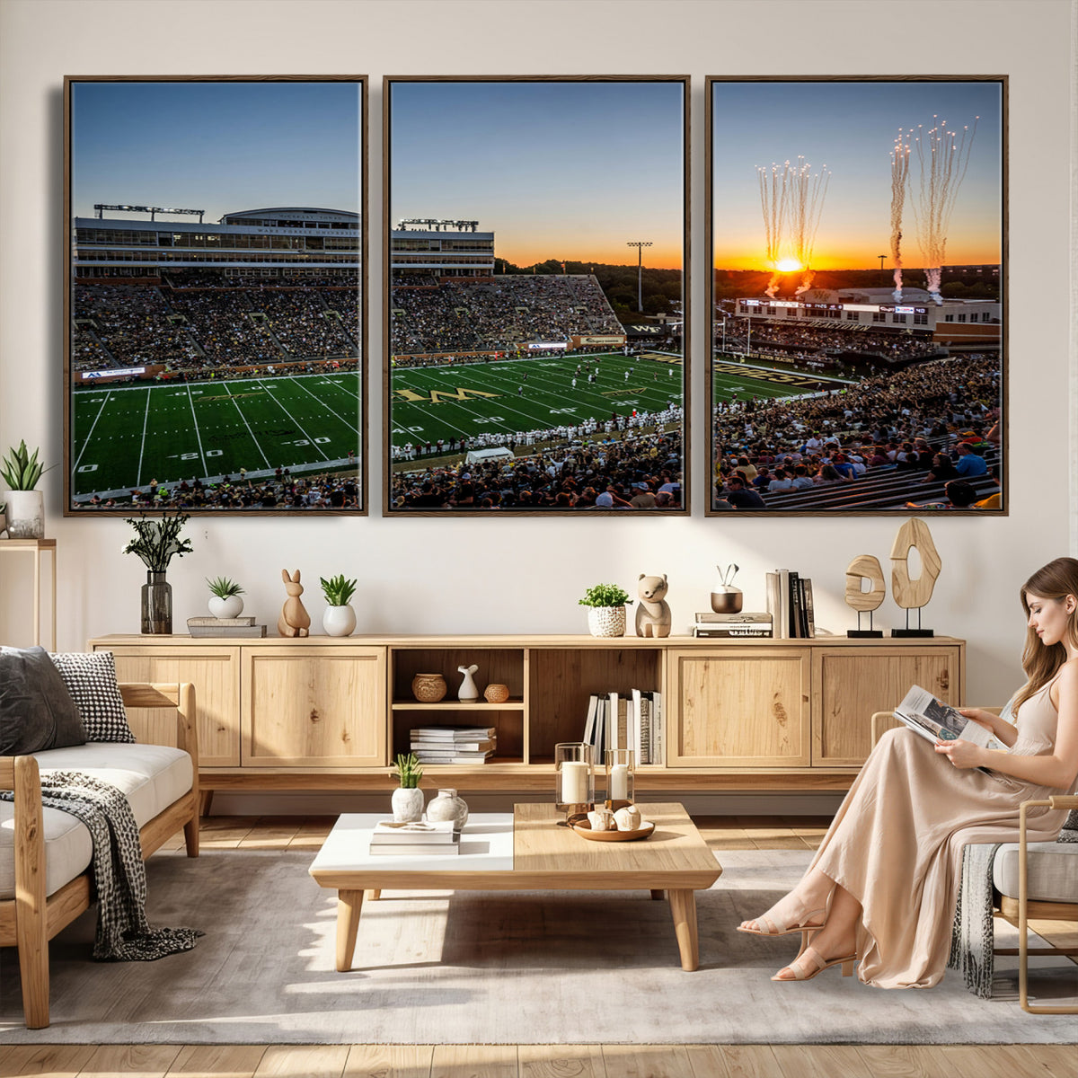 29253-MGV-CV-36X24 - Demon Deacons Football Team Print Canvas- Winston-Salem Allegacy Federal Credit Union Stadium Wall