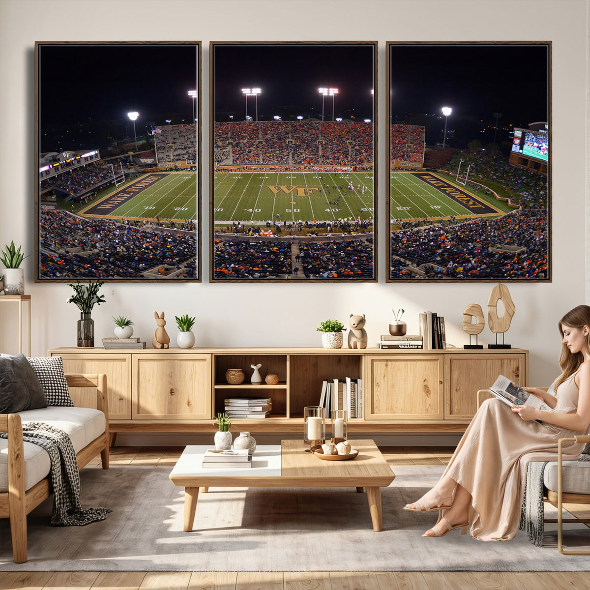 26033-MGV-CV-36X24 - Demon Deacons Print Canvas, Football Team Print