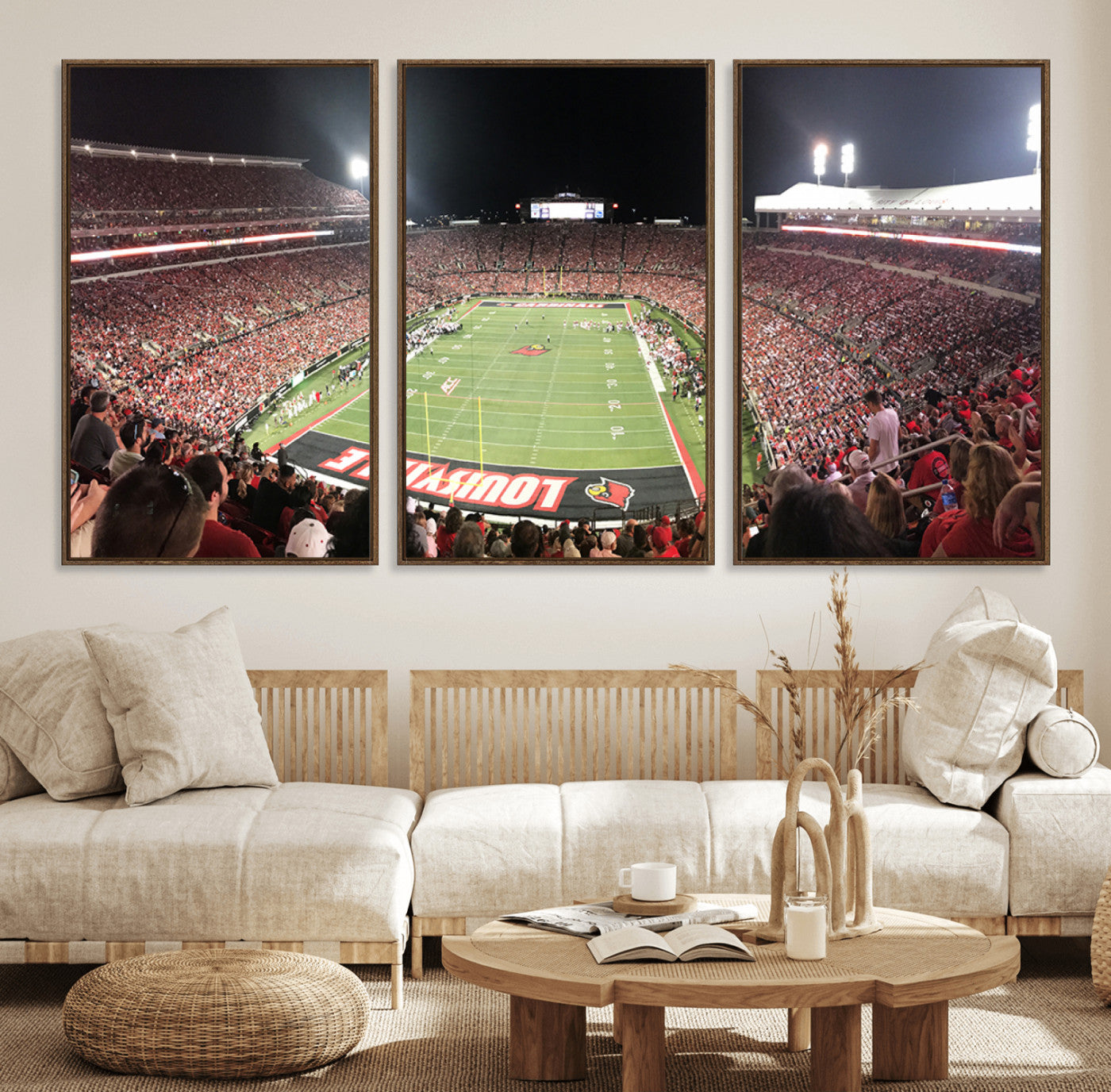 52267-MGV-FC-60X30-3P_Walnut-University of Louisville Cardinals Football Team Print - Louisville Cardinal Stadium Wall Art Canvas