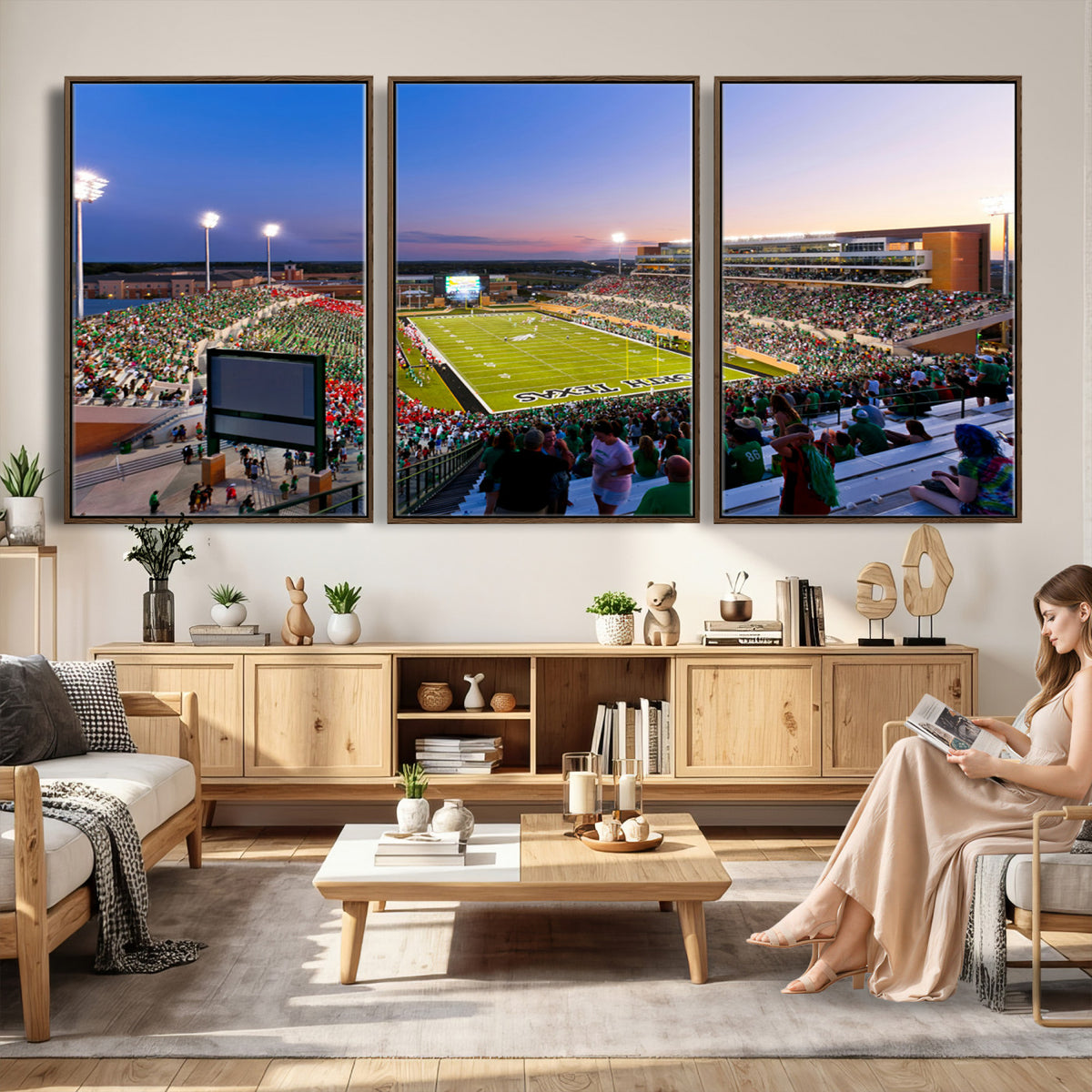 25916-MGV-CV-36X24 - University of North Texas Mean Green Football Team Print - Denton DATCU Stadium Canvas Print Wall