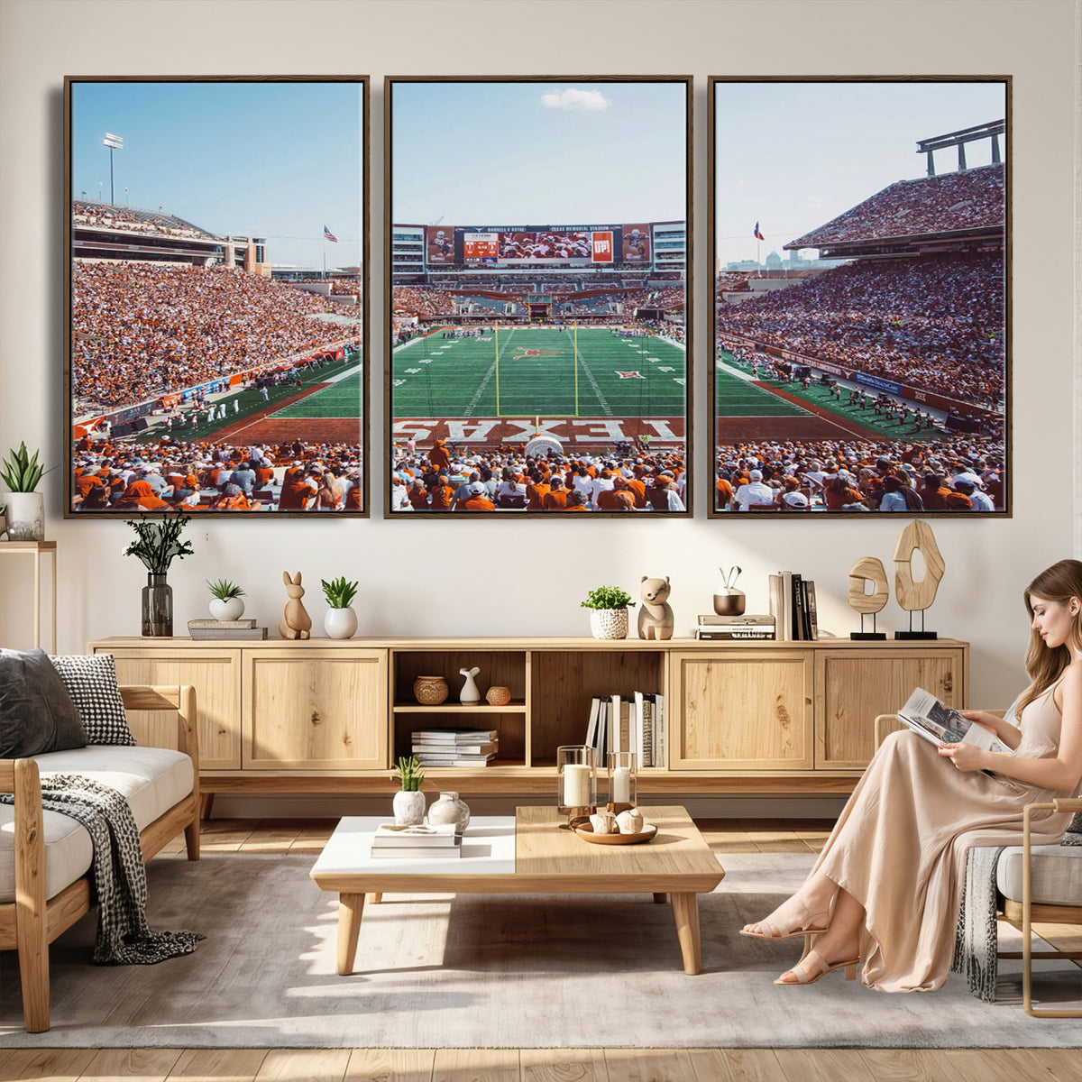 14826-MGV-CV-36X24 - Framed Texas Memorial Stadium Canvas, University of Texas Longhorns Football Team Print - Austin