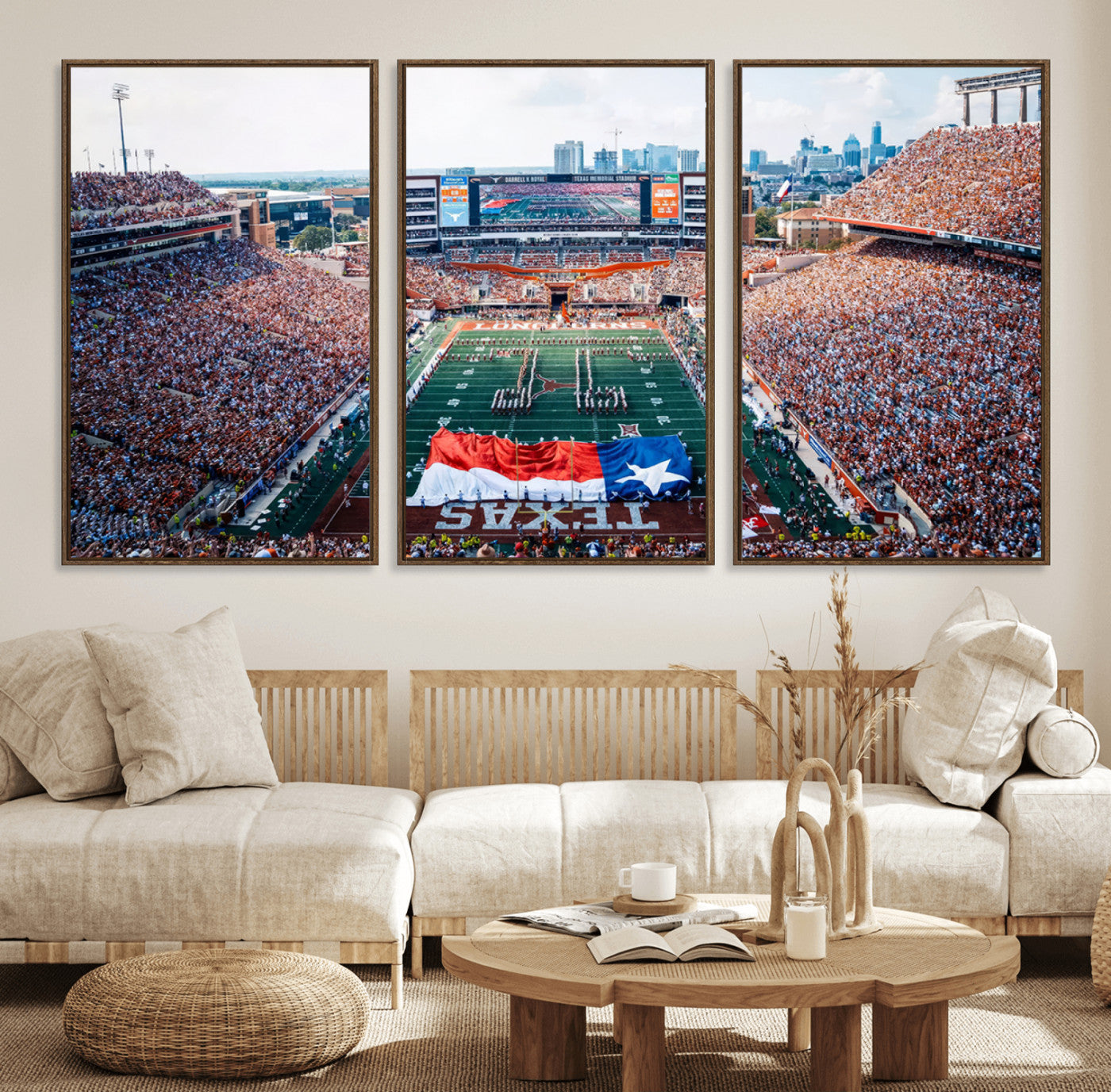 MGV-FC-60X30-3P - University of Texas Longhorns Football Team Canvas Print - Austin Darrell K Royal-Texas Memorial