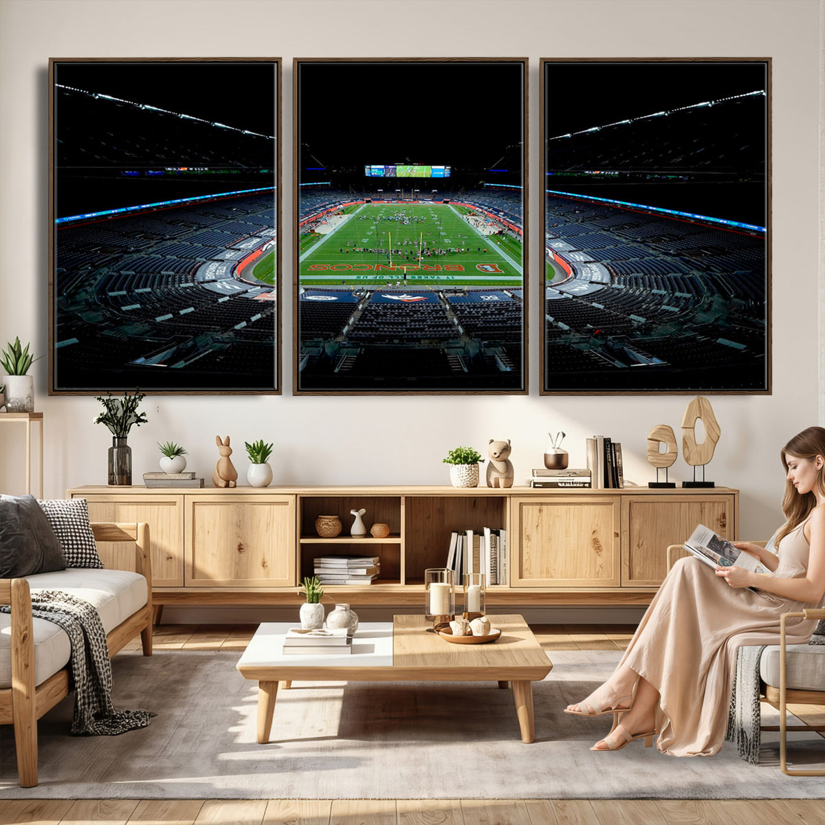 14797-MGV-CV-36X24 - Denver Broncos Football Team Print Canvas- Denver Empower Field at Mile High Stadium Wall Art Canvas