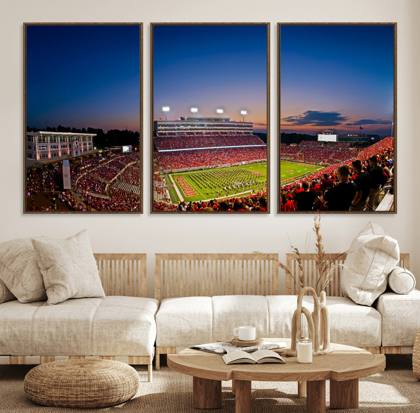76202-MGV-FC-60X30-3P_Walnut-Wolfpack Football Team Wall Art Print - Raleigh Carter-Finley Stadium Wall Art Canvas Print
