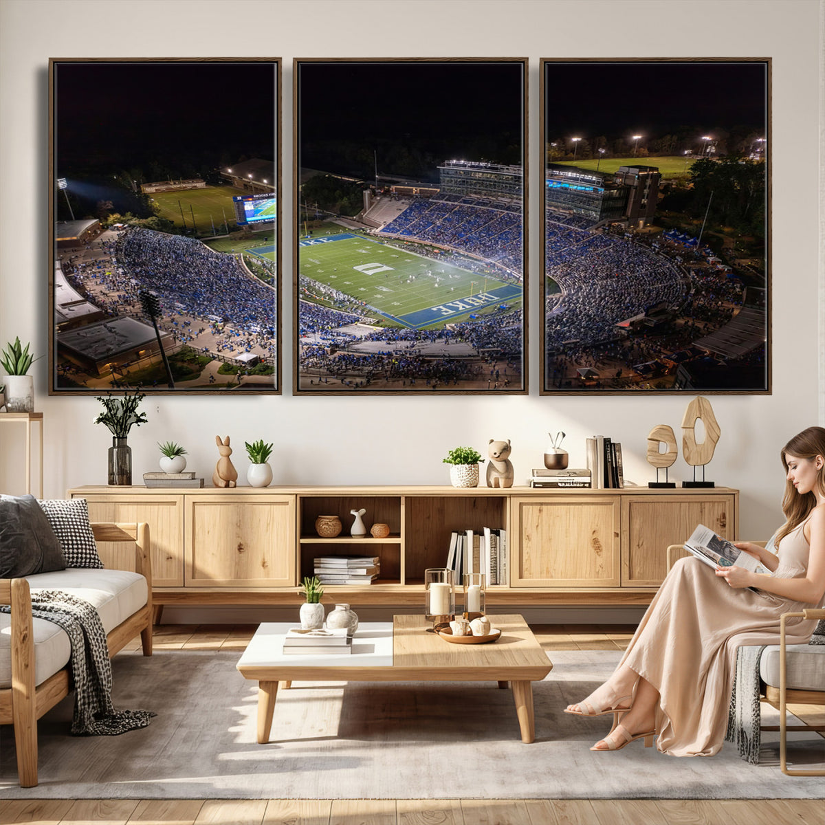 42347-MGV-CV-36X24 - Duke University Blue Devils Football Print Canvas - Durham Wallace Wade Stadium Wall Art Canvas