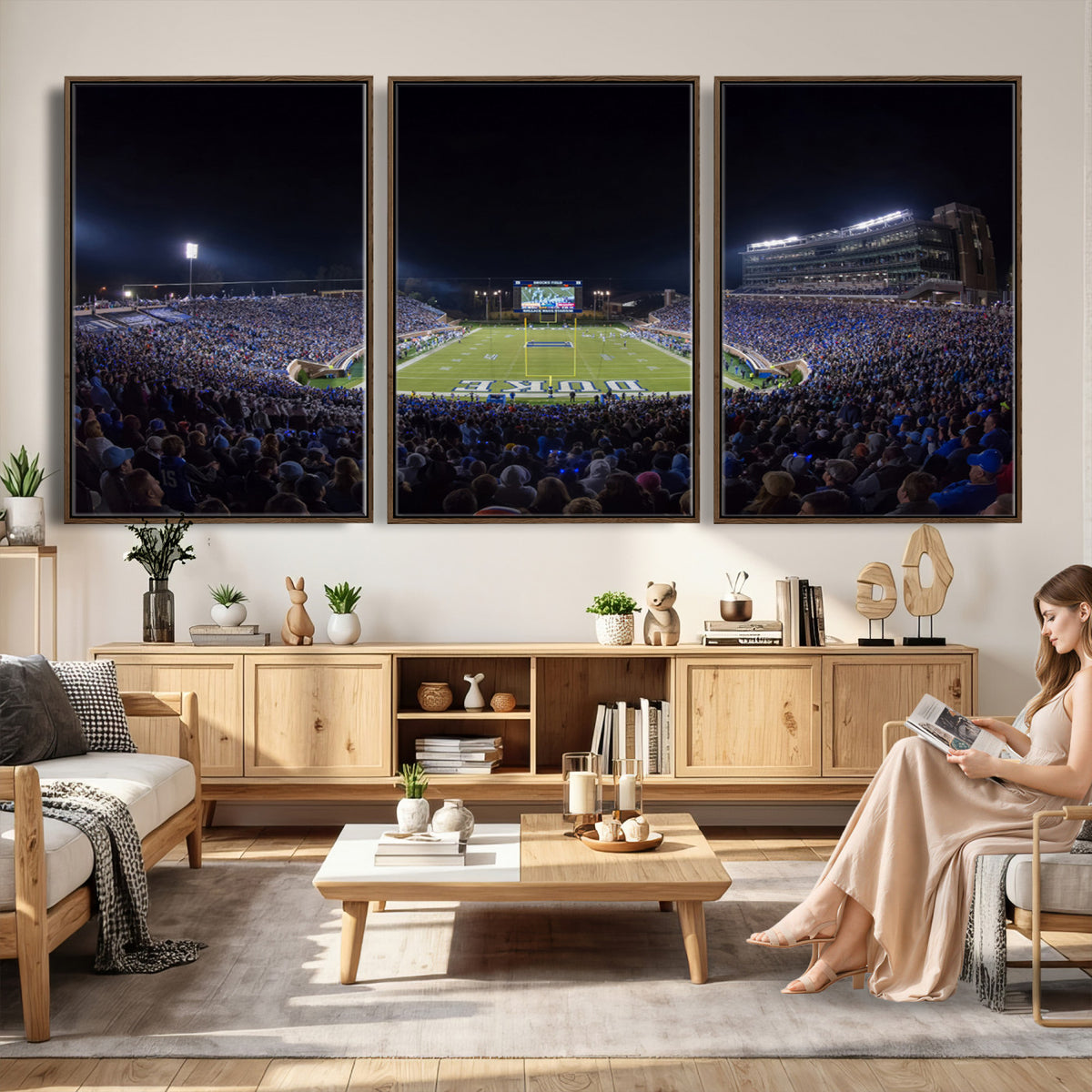 21070-MGV-CV-36X24 - Duke University Blue Devils Football Team Print - Durham Wallace Wade Stadium Wall Art Canvas Print