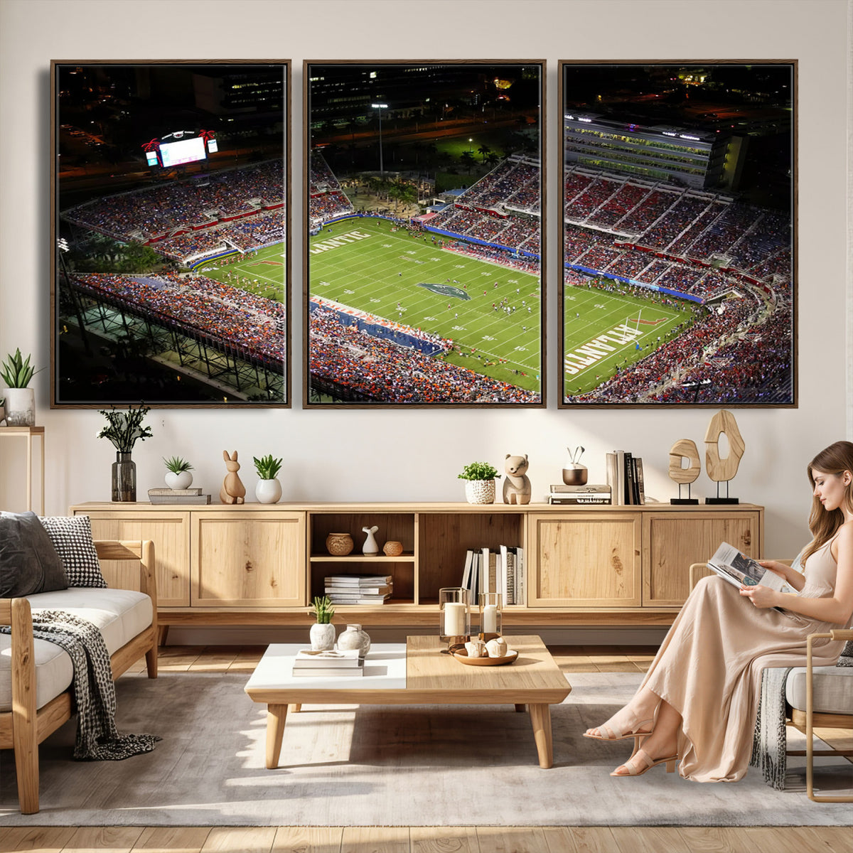 12682-MGV-CV-36X24 - Florida Atlantic University Owls Canvas Print, Football Team Print - Boca Raton FAU Stadium Wall Art