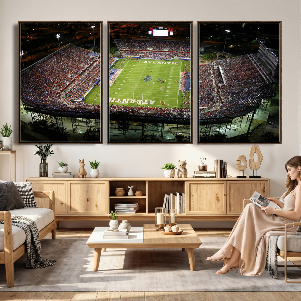 72354-MGV-CV-36X24 - Florida Atlantic University Owls Football Team Print - Boca Raton FAU Stadium Wall Art Canvas Print