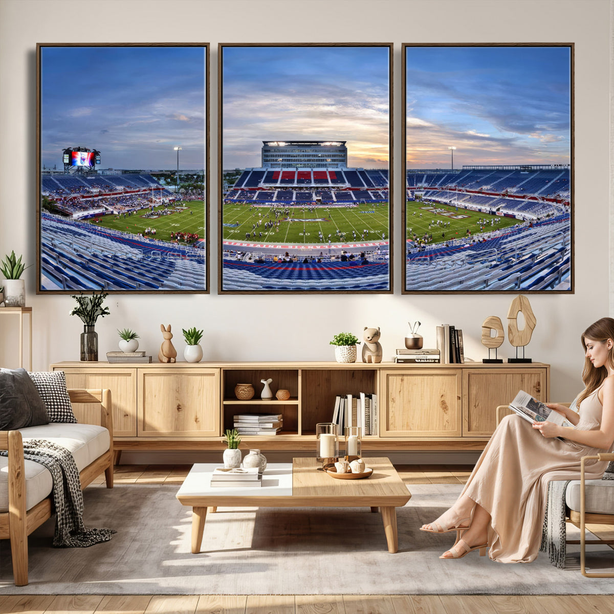 69559-MGV-CV-36X24 - Florida Atlantic University Owls Football Team Print - Boca Raton FAU Stadium Wall Art Canvas Print