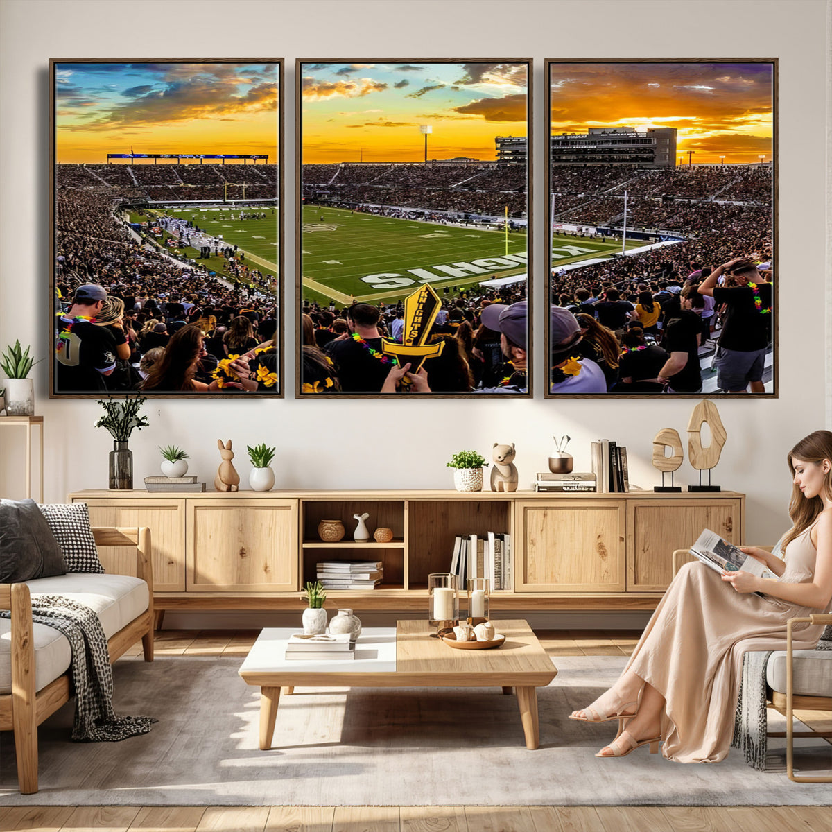 66803-MGV-CV-36X24 - UCF Knights Football Team Print - Orlando FBC Mortgage Stadium, UCF Knights Wall Art Canvas Print