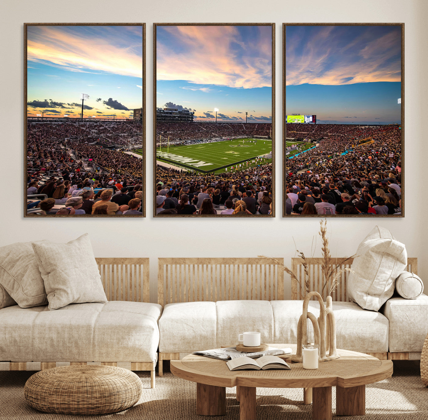 50243-MGV-FC-60X30-3P_Walnut-UCF Knights Football Team Print - Orlando FBC Mortgage Stadium Wall Art Canvas Print