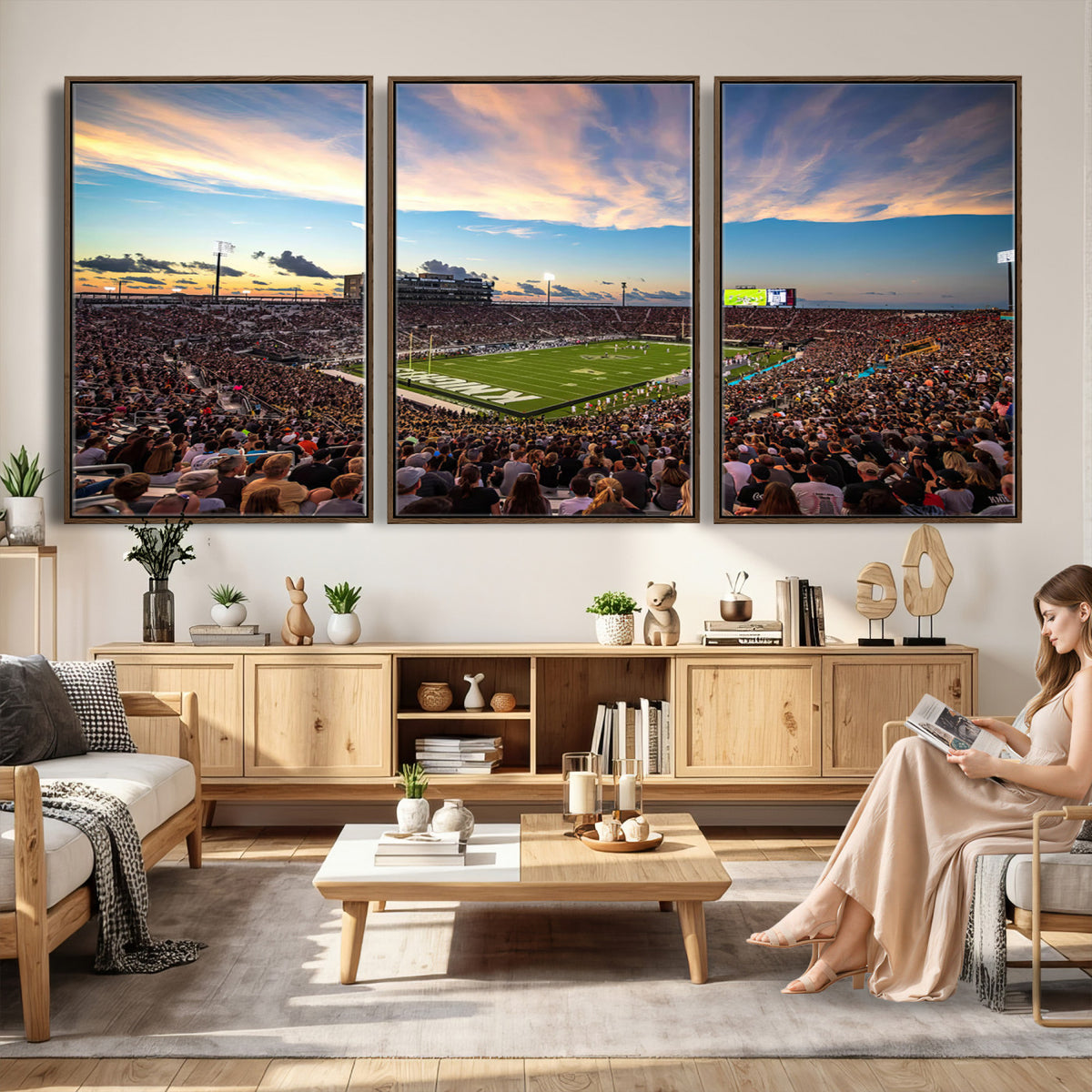 50243-MGV-CV-36X24 - UCF Knights Football Team Print - Orlando FBC Mortgage Stadium Wall Art Canvas Print