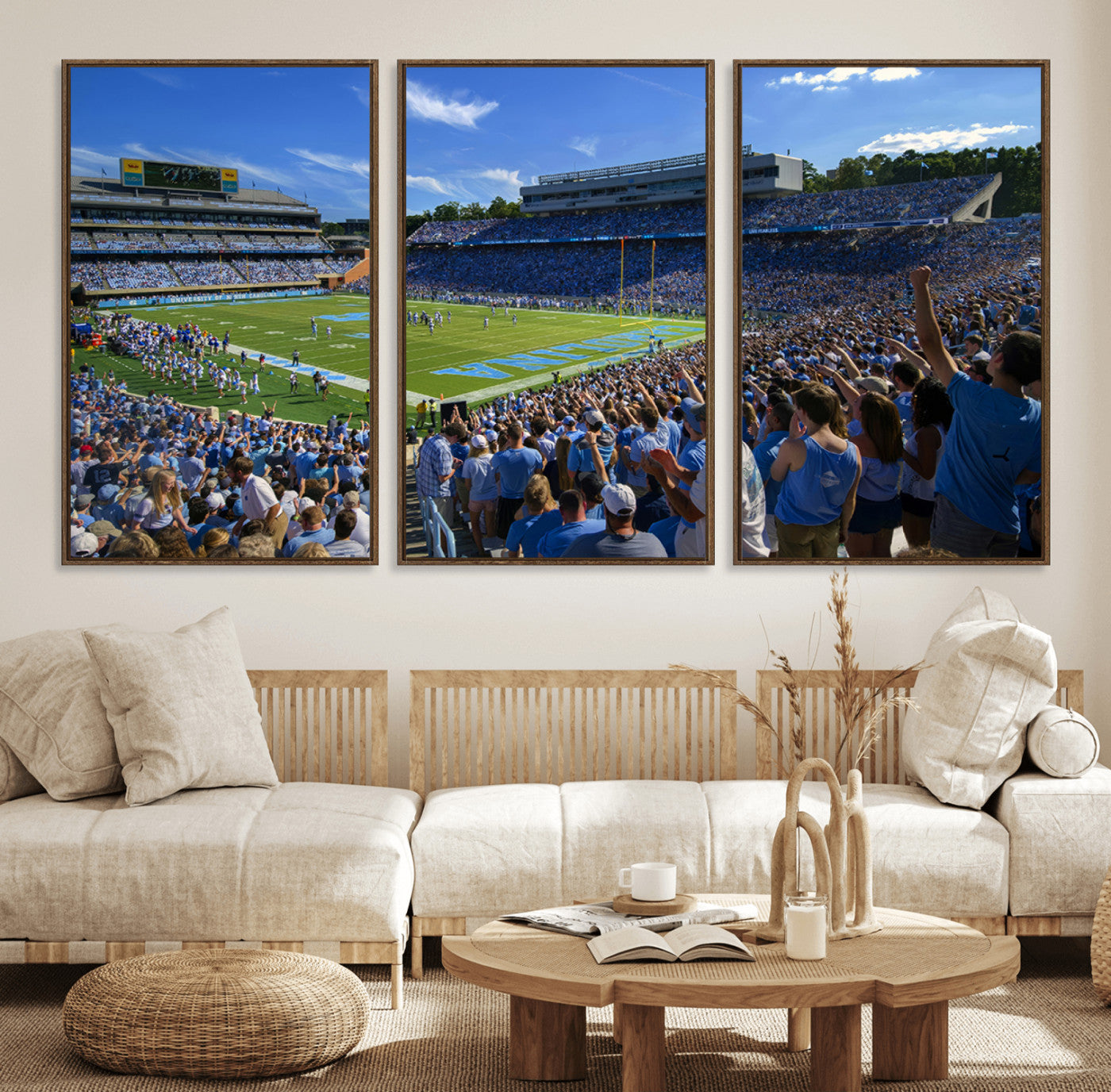 58540-MGV-FC-60X30-3P_Walnut-University of North Carolina Tar Heels Team Canvas Print - Chapel Hill Kenan Memorial Stadium Wall