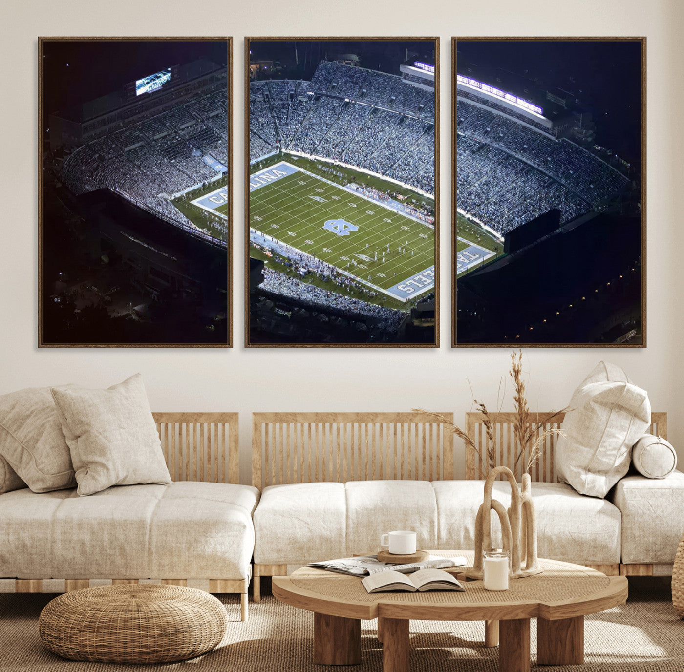 88375-MGV-FC-60X30-3P_Walnut-University of North Carolina Tar Heels Football Team Print - Chapel Hill Kenan Memorial Stadium