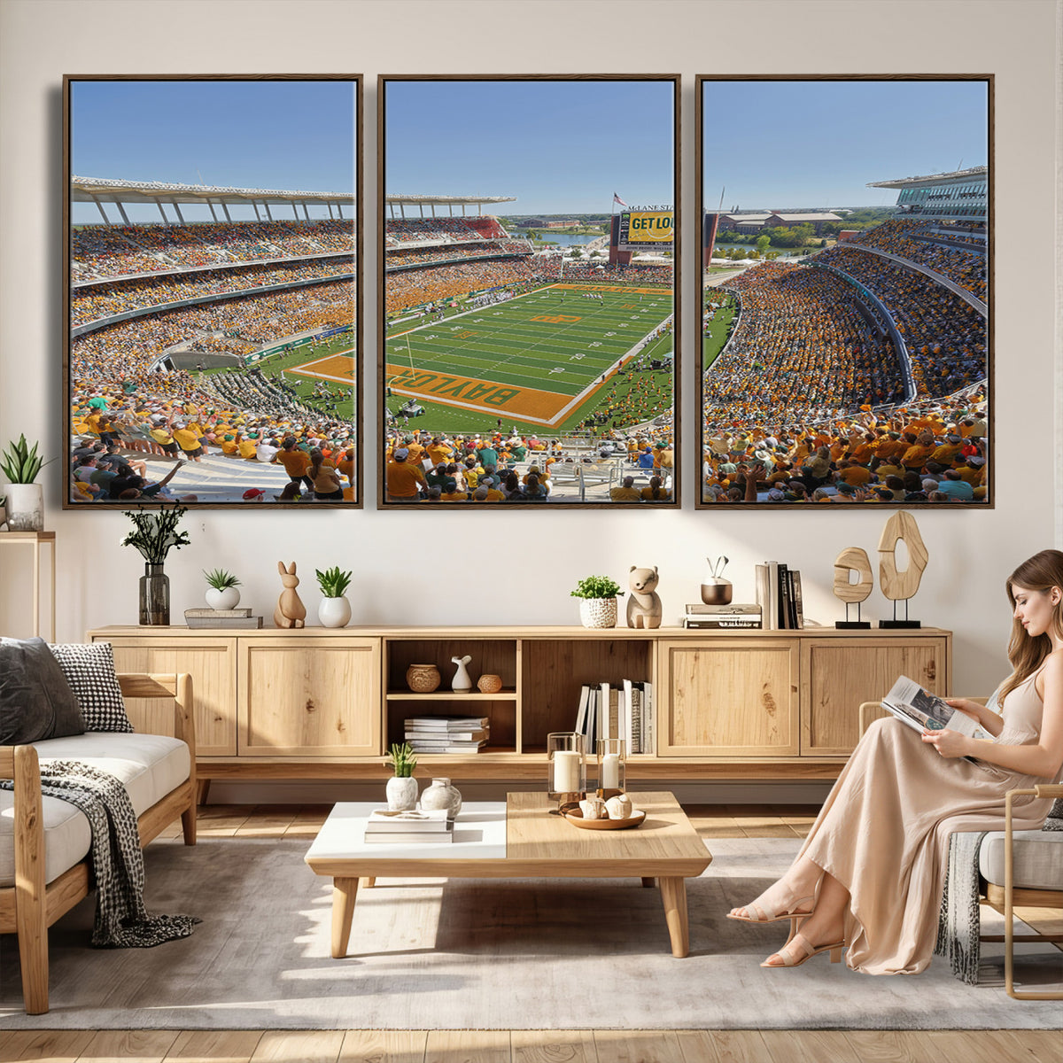 49912-MGV-CV-36X24 - Baylor University Bears Football Team Print - Waco McLane Stadium Wall Art Canvas Print