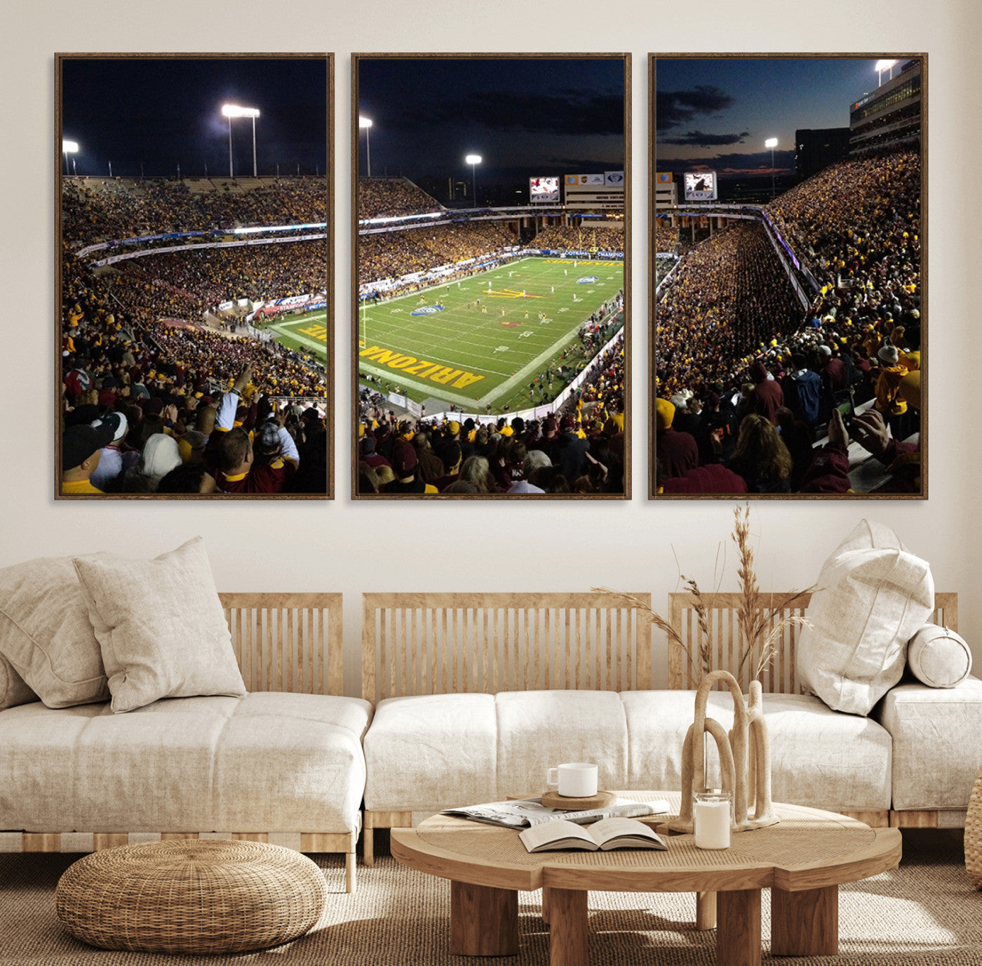 75716-MGV-FC-60X30-3P_Walnut-ASU Sun Devils Football Team Print Canvas - Phoenix Mountain America Stadium Wall Art Canvas Print