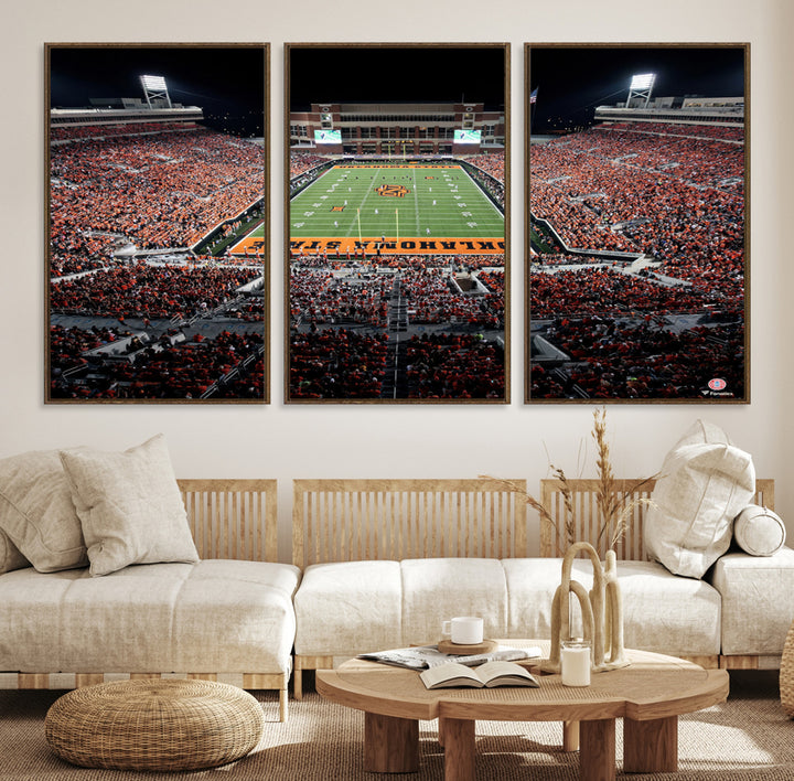 Oklahoma State Cowboys Football Team Print - Stillwater Boone Pickens Stadium Wall Art Canvas Print