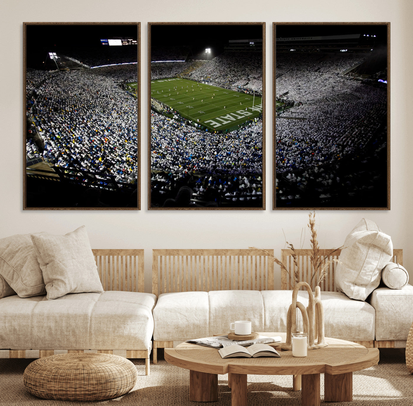 96825-MGV-FC-60X30-3P_Walnut-Penn State Football Stadium Wall Art - Beaver Stadium Canvas Print