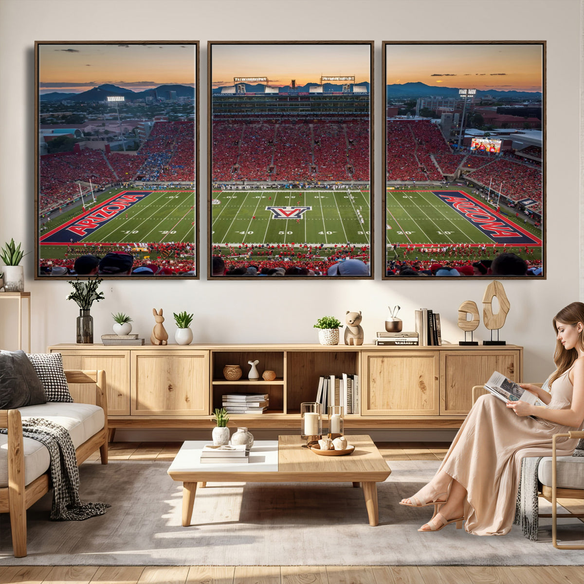 45563-MGV-CV-36X24 - Arizona Wildcats Football Team Print - Tucson Arizona Stadium Wall Art Canvas Print