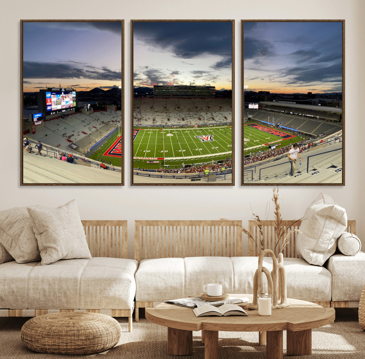 24339-MGV-FC-60X30-3P_Walnut-Arizona Wildcats Football Team Print - Tucson Arizona Stadium Wall Art Canvas Print